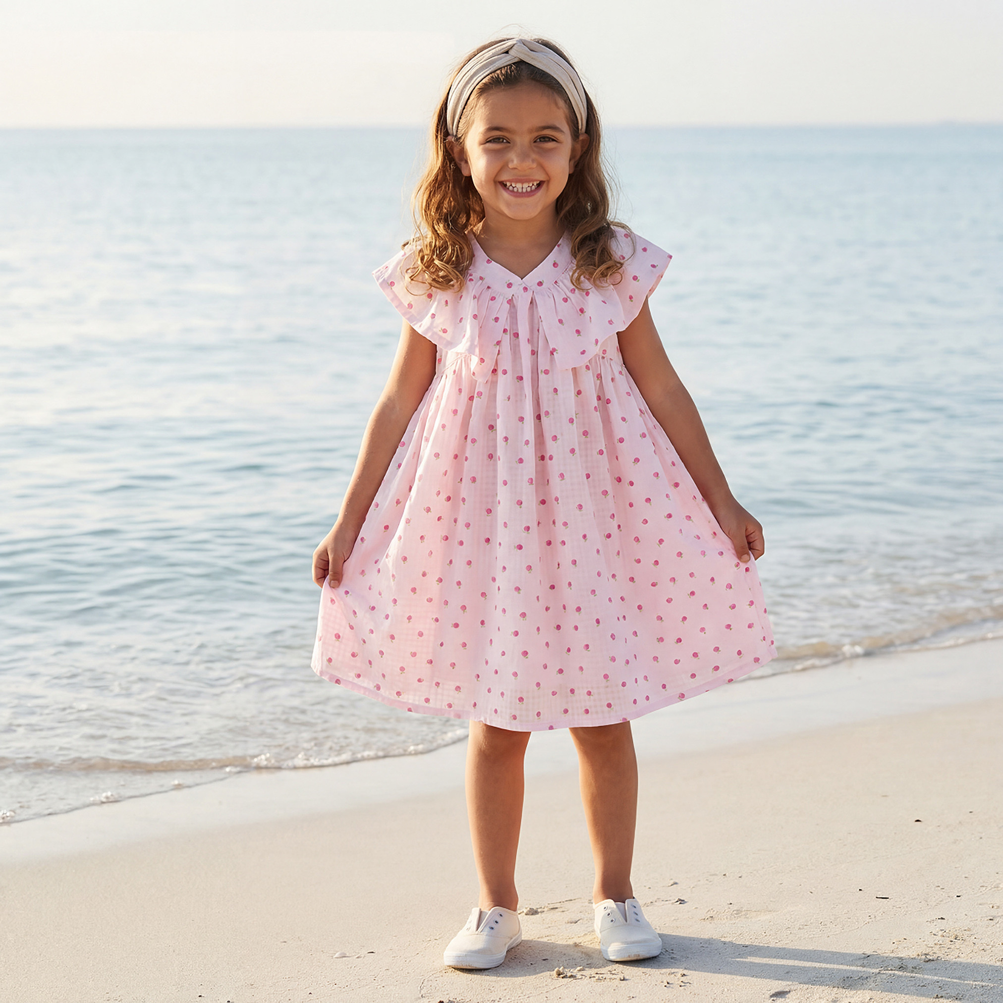 Juniors V-neck Sleeveless Knee-Length Dress with Fruit Print-girls-clothing-dressesandjumpsuits-image-5