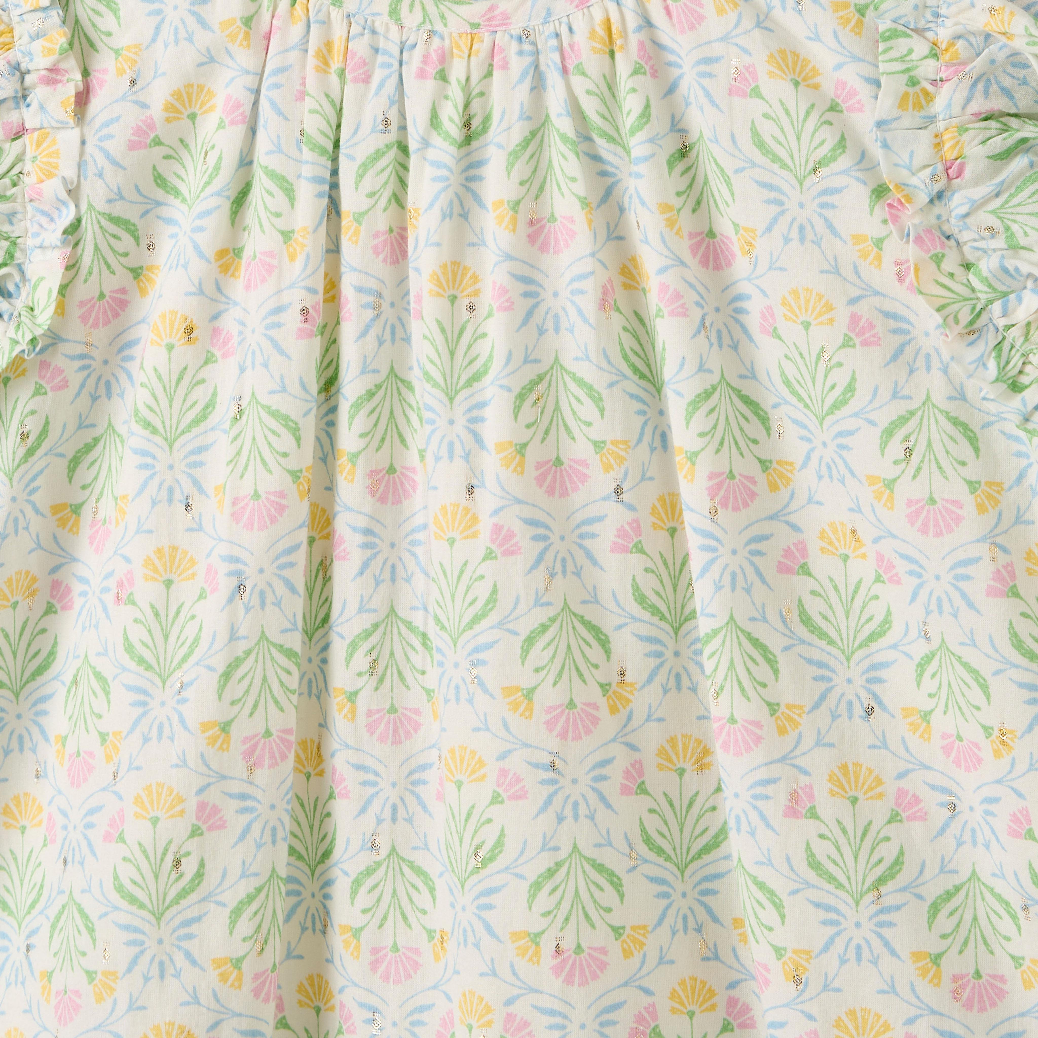Juniors Round Neck Short Sleeves A-line Dress with Schiffli Detail-girls-clothing-dressesandjumpsuits-image-3