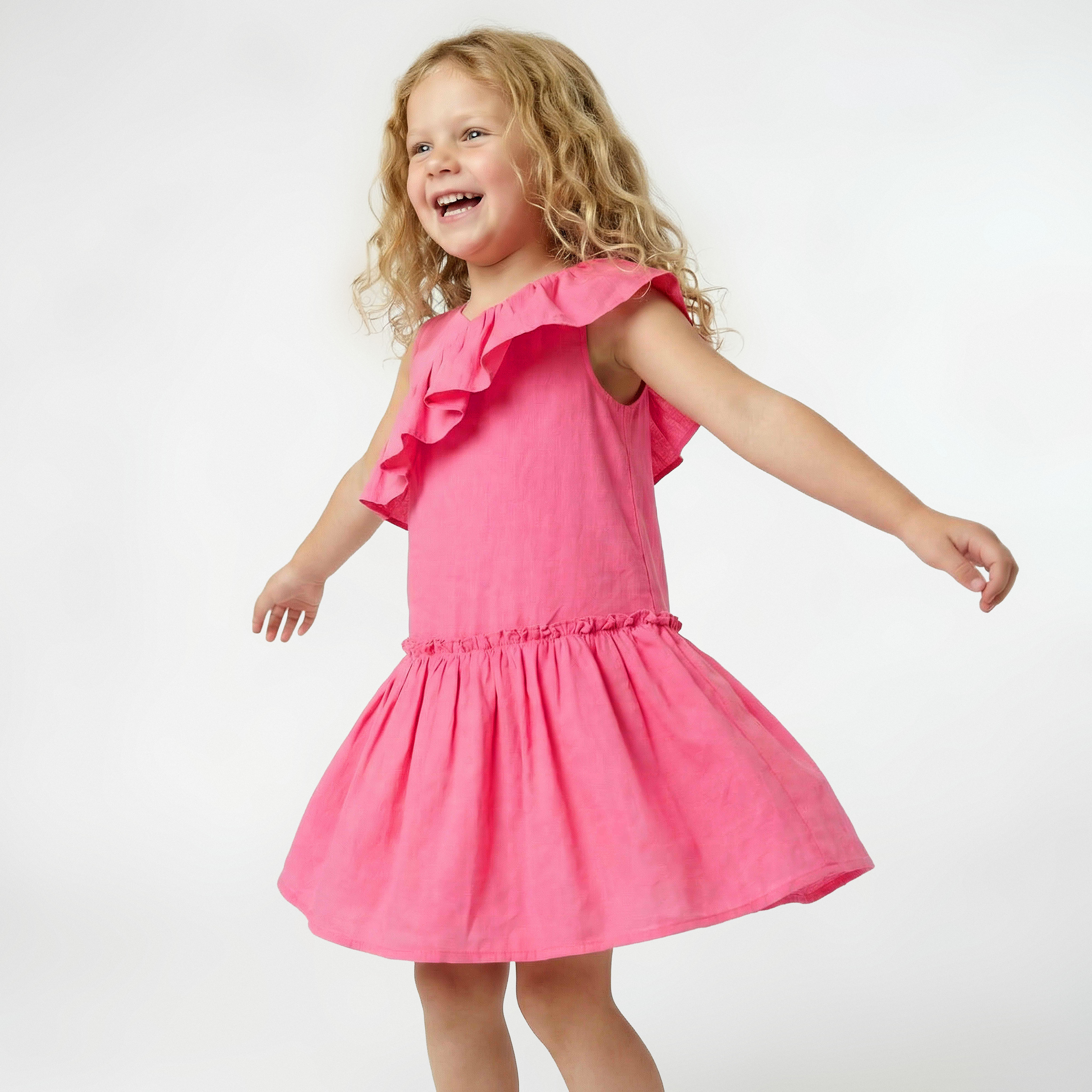 Juniors V-neck Sleeveless A-line Dress with Ruffles-girls-clothing-dressesandjumpsuits-image-5