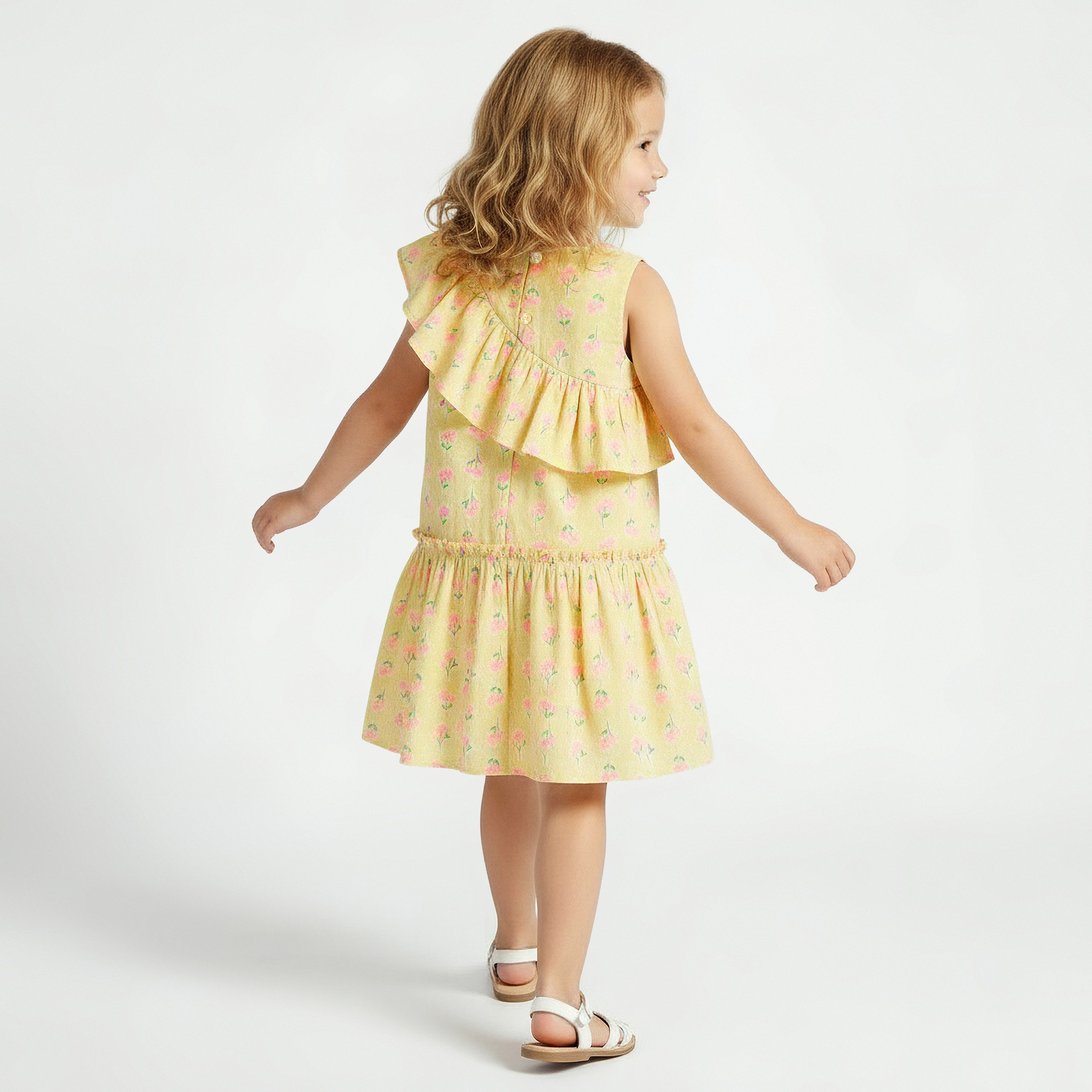 Juniors V-neck Sleeveless A-line Dress with Floral Print-girls-clothing-dressesandjumpsuits-image-3