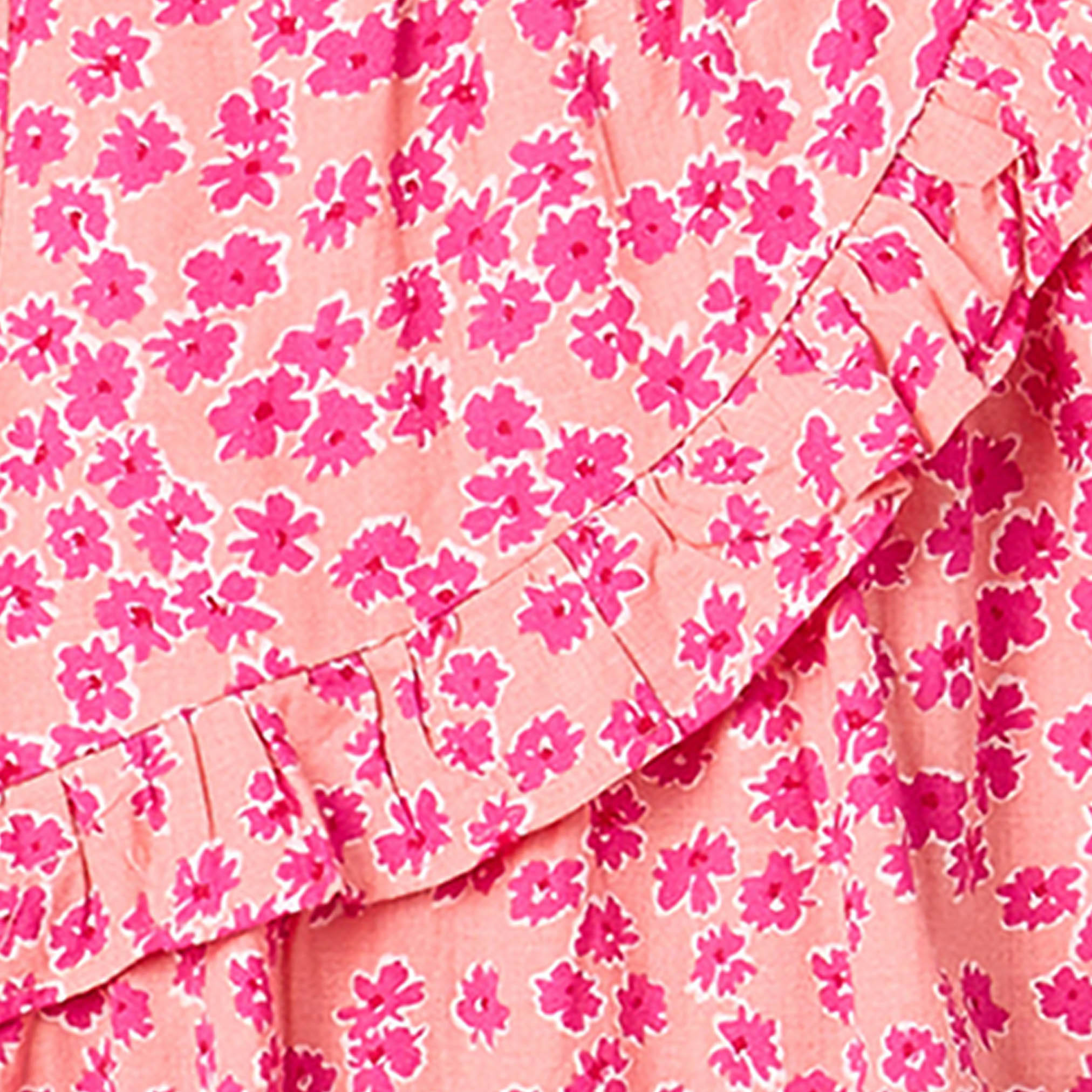 Juniors Round Neck Short Sleeves Knee Length A-line Dress with Floral Print-girls-clothing-dressesandjumpsuits-image-3