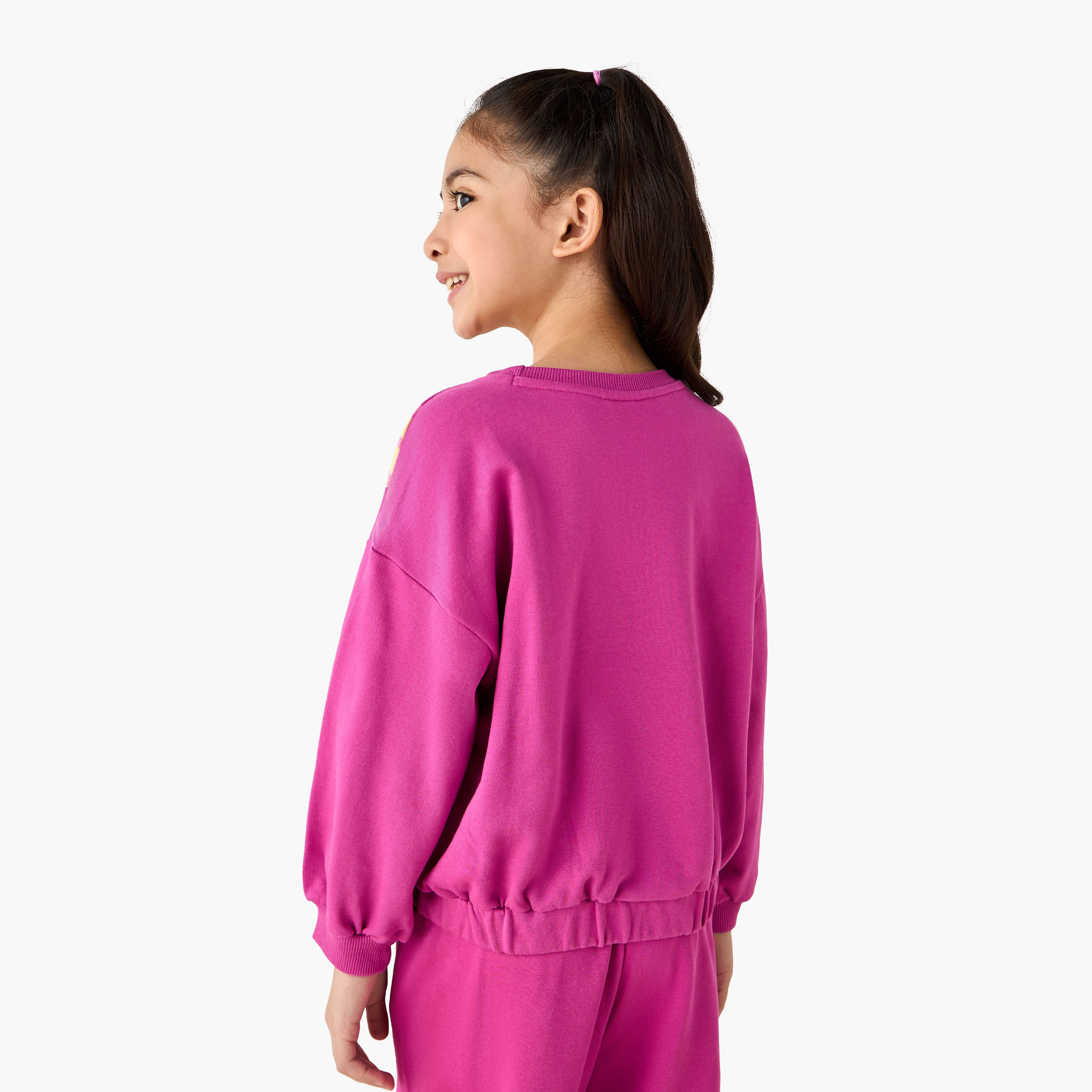 Juniors Round Neck Sweatshirt with Butterfly Print-baby-girls-clothing-winterwear-sweatshirts-image-3