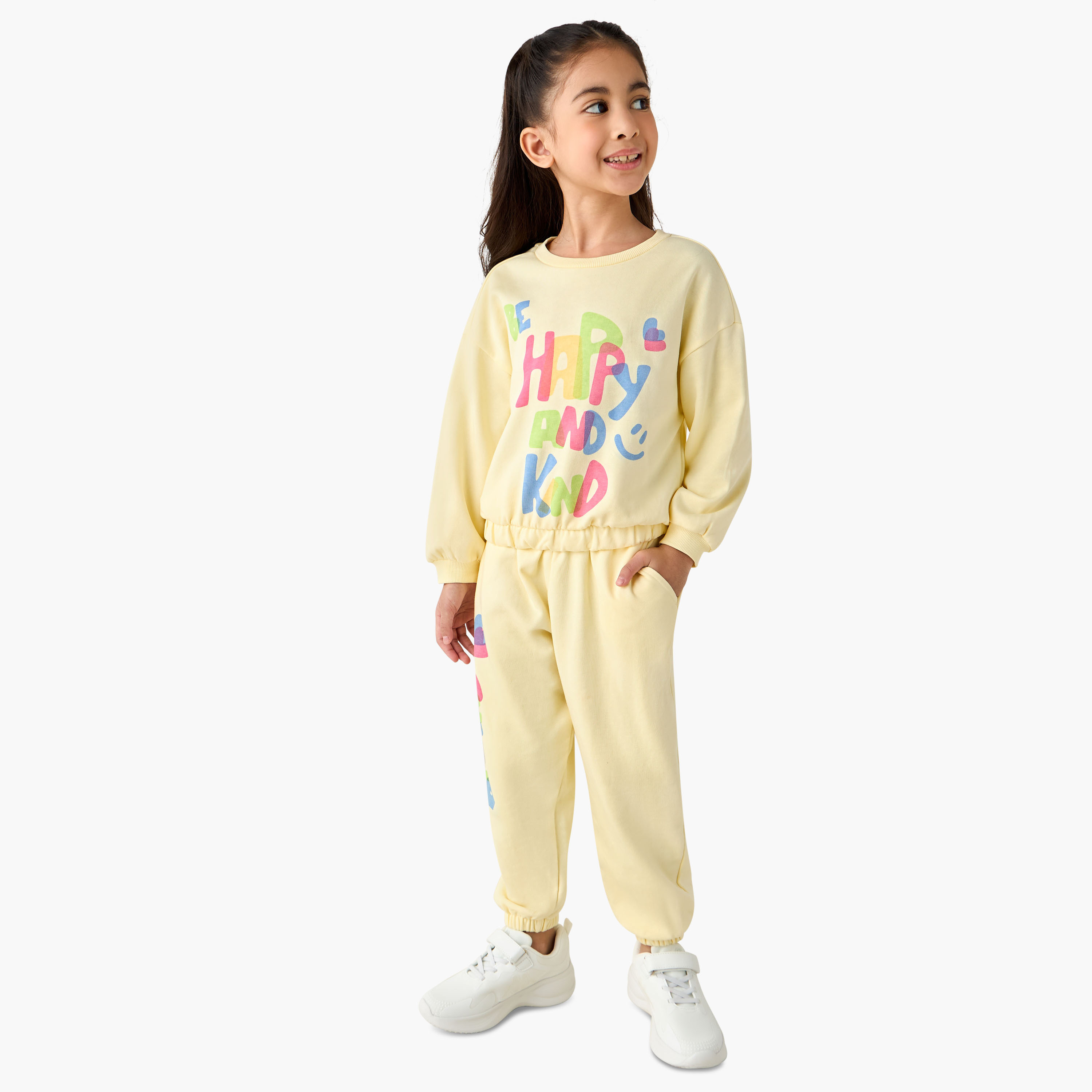 Juniors Crew Neck Sweatshirt with Graphic Print-baby-girls-clothing-winterwear-sweatshirts-image-2