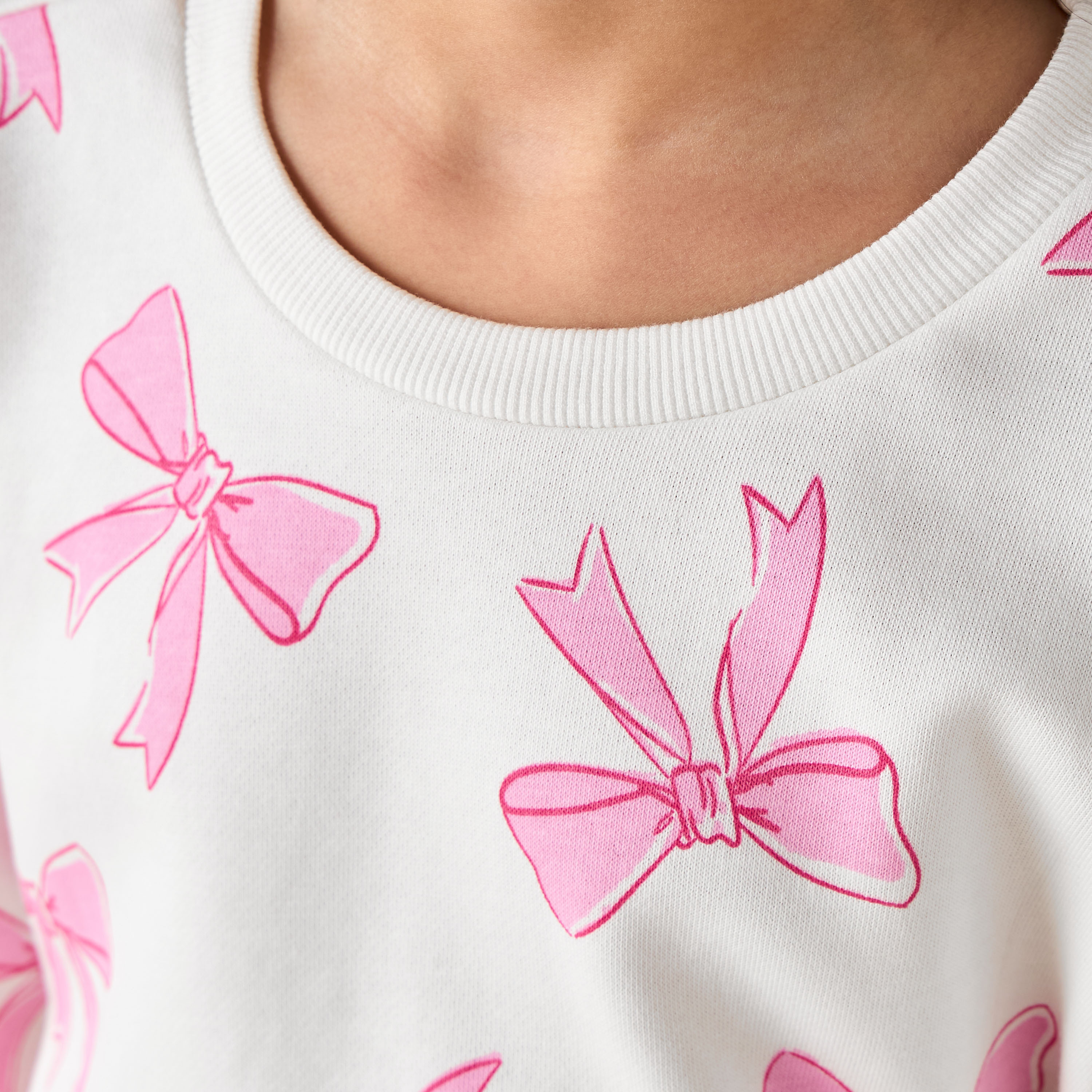 Juniors Crew Neck Sweatshirt with Bow Print-baby-girls-clothing-winterwear-sweatshirts-image-4