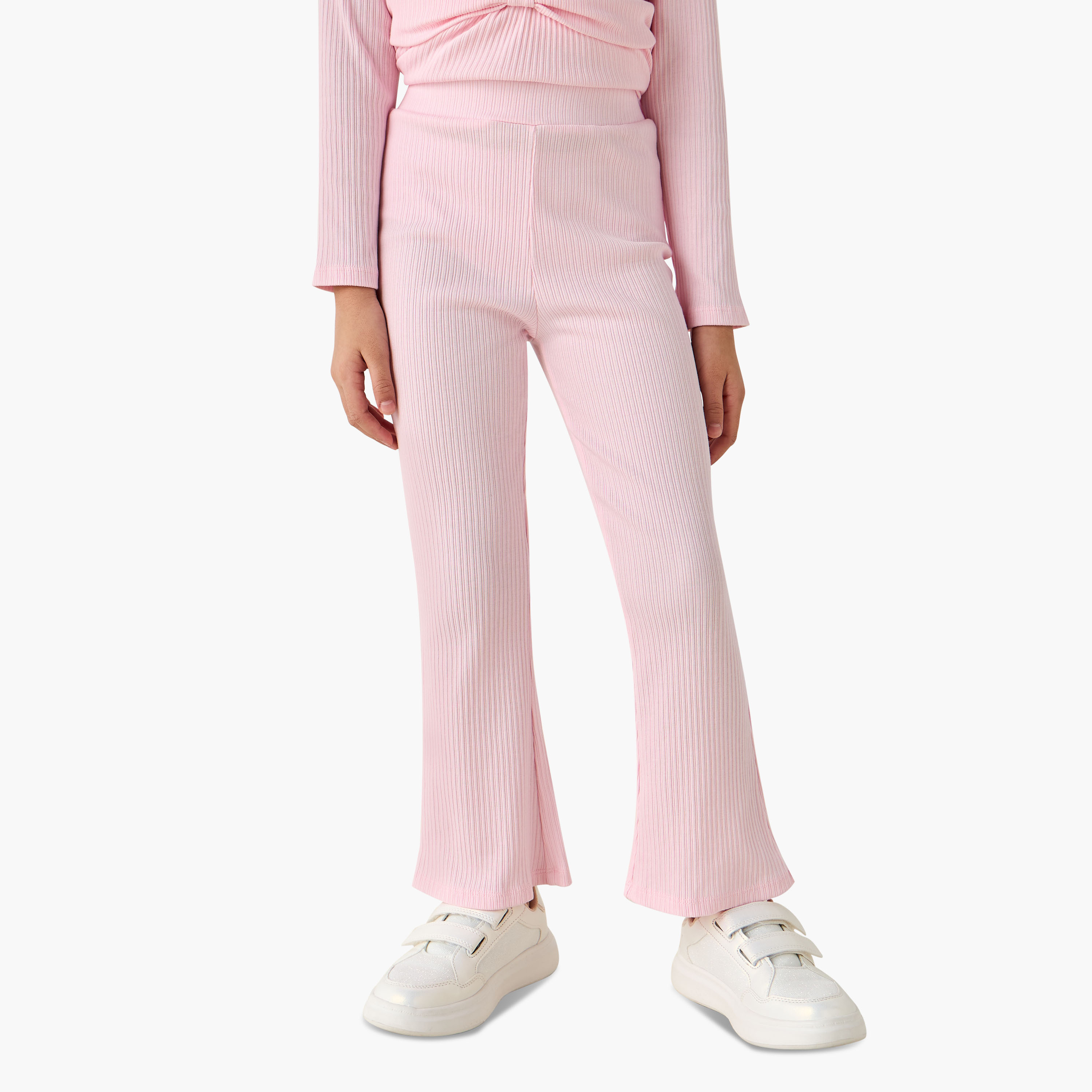 طقم بنطلون واسع الحواف وبلوزة برقبة مستديرة وأكمام طويلة بارز الملمس من جونيورز-girls-clothing-setsandcoords-image-4