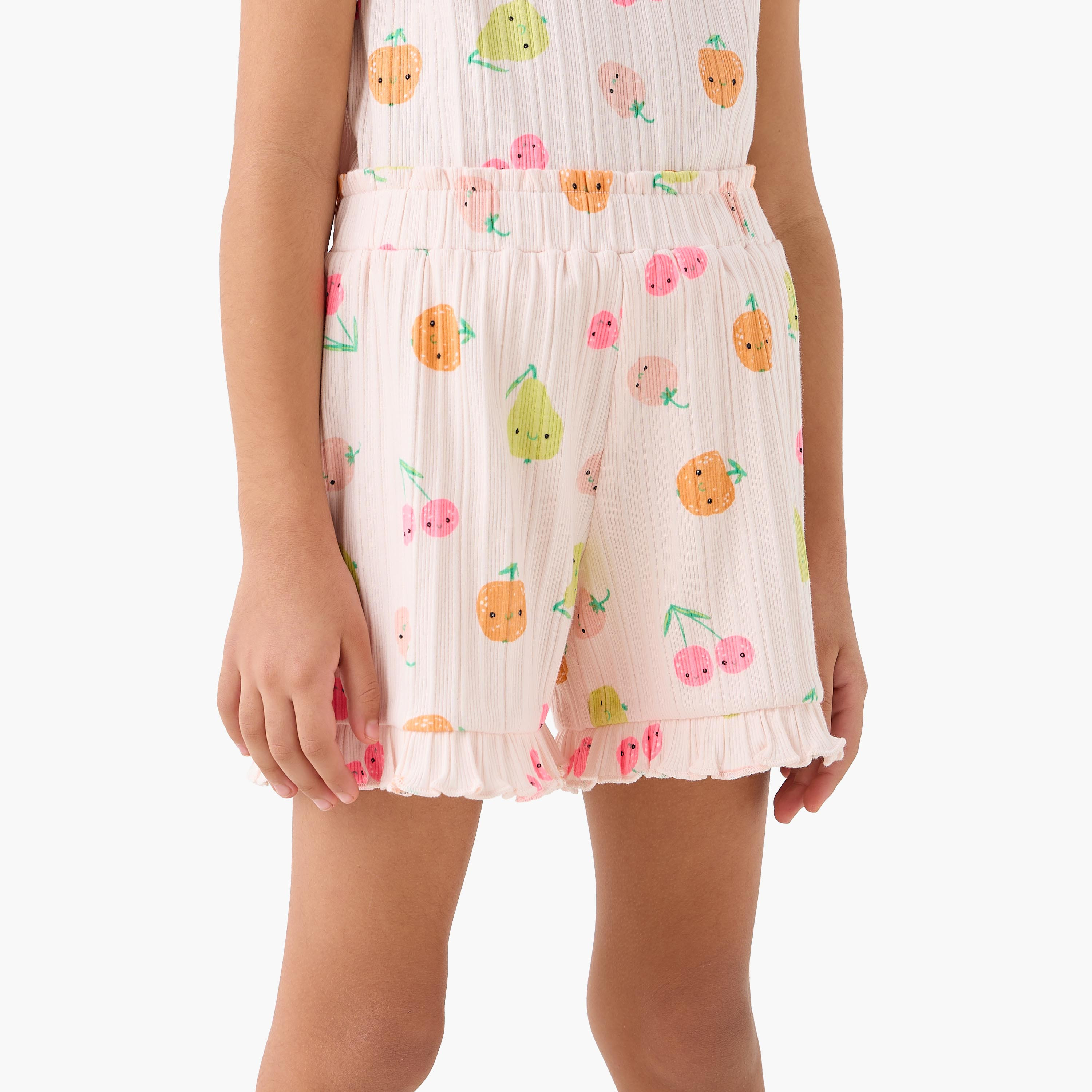طقم شورت وتيشيرت بأكمام قصيرة كشكش ورقبة ضيقة وطبعات من جونيورز-girls-clothing-setsandcoords-image-4