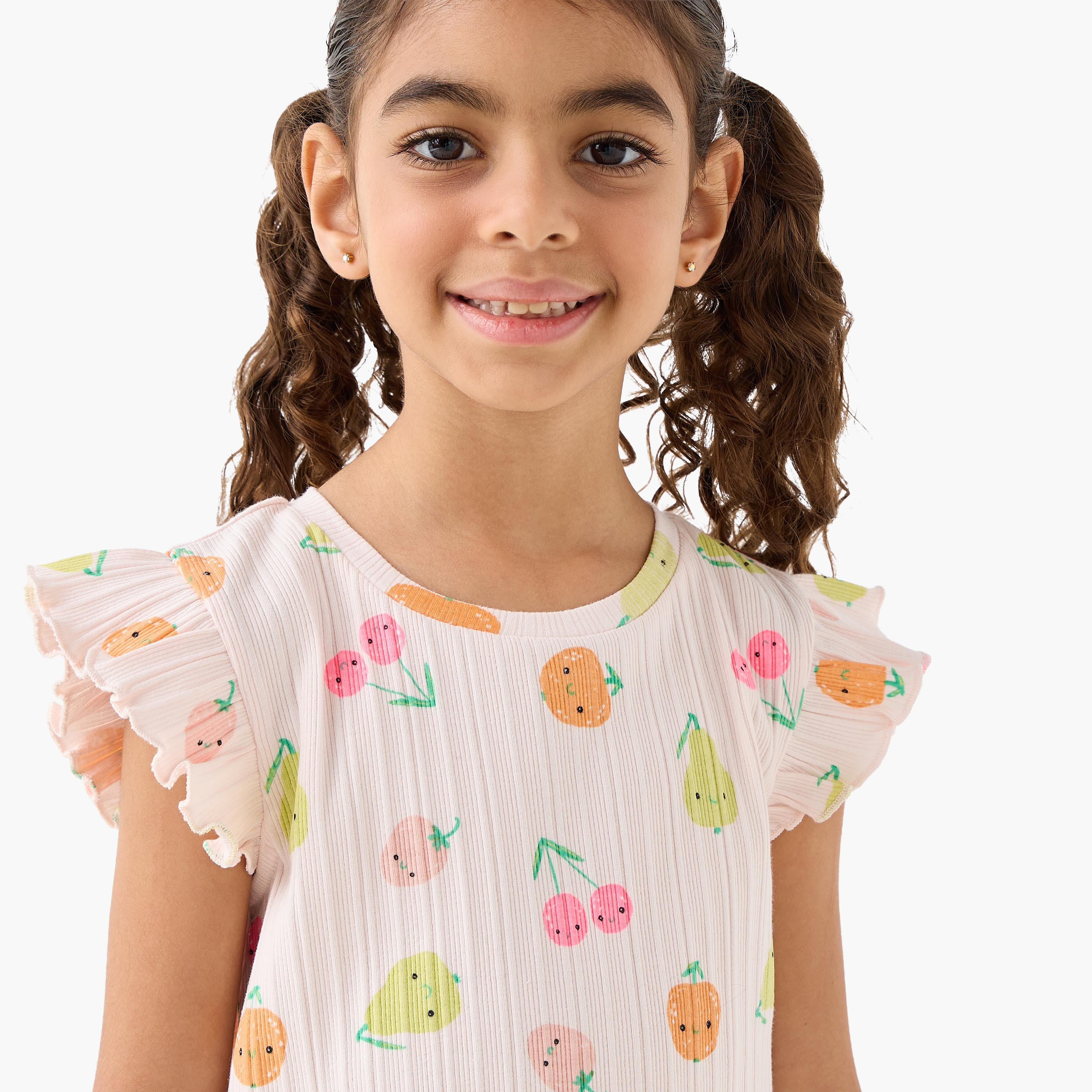 طقم شورت وتيشيرت بأكمام قصيرة كشكش ورقبة ضيقة وطبعات من جونيورز-girls-clothing-setsandcoords-image-2