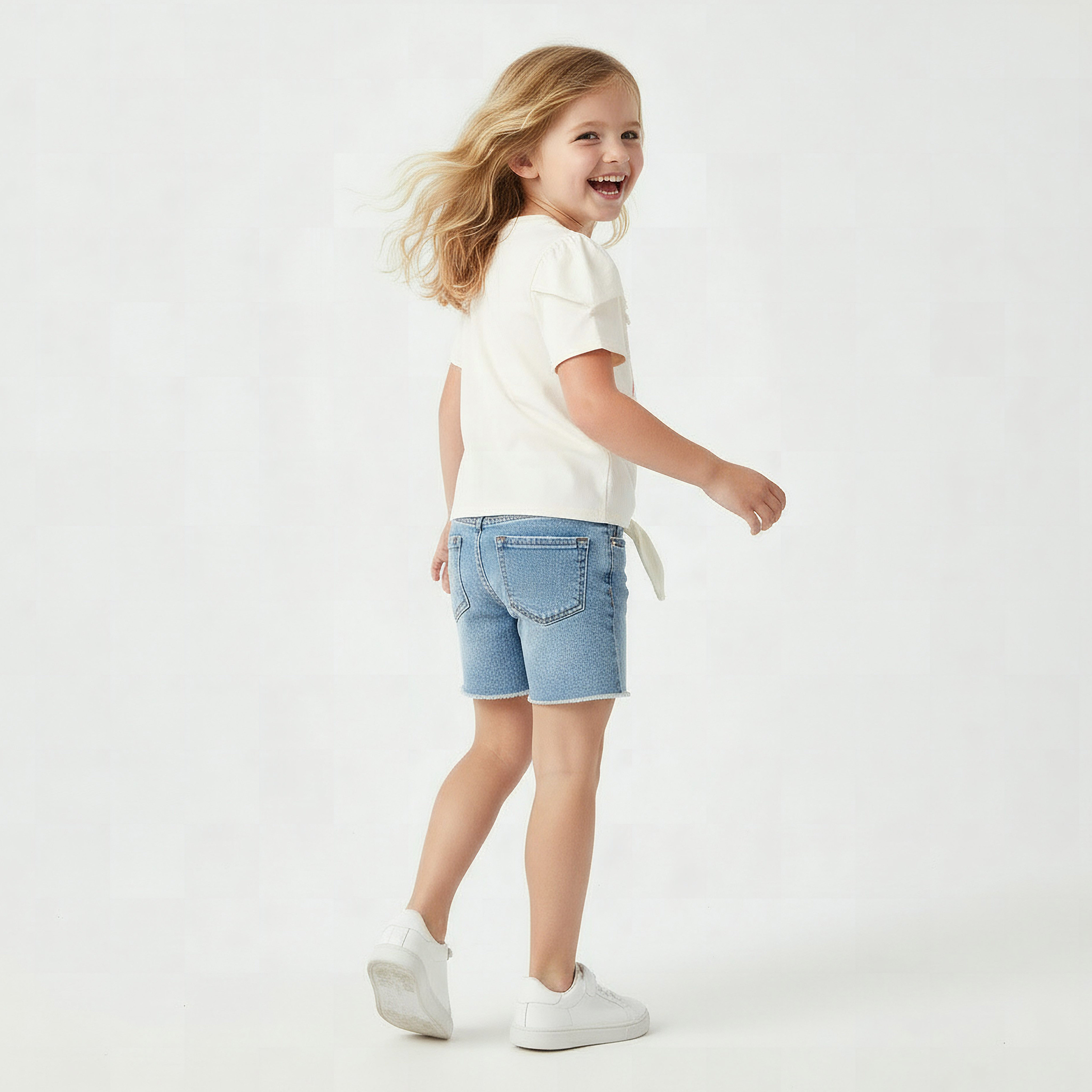 Juniors Crew Neck Short Sleeves T-shirt with Floral Applique-girls-clothing-tshirts-image-2