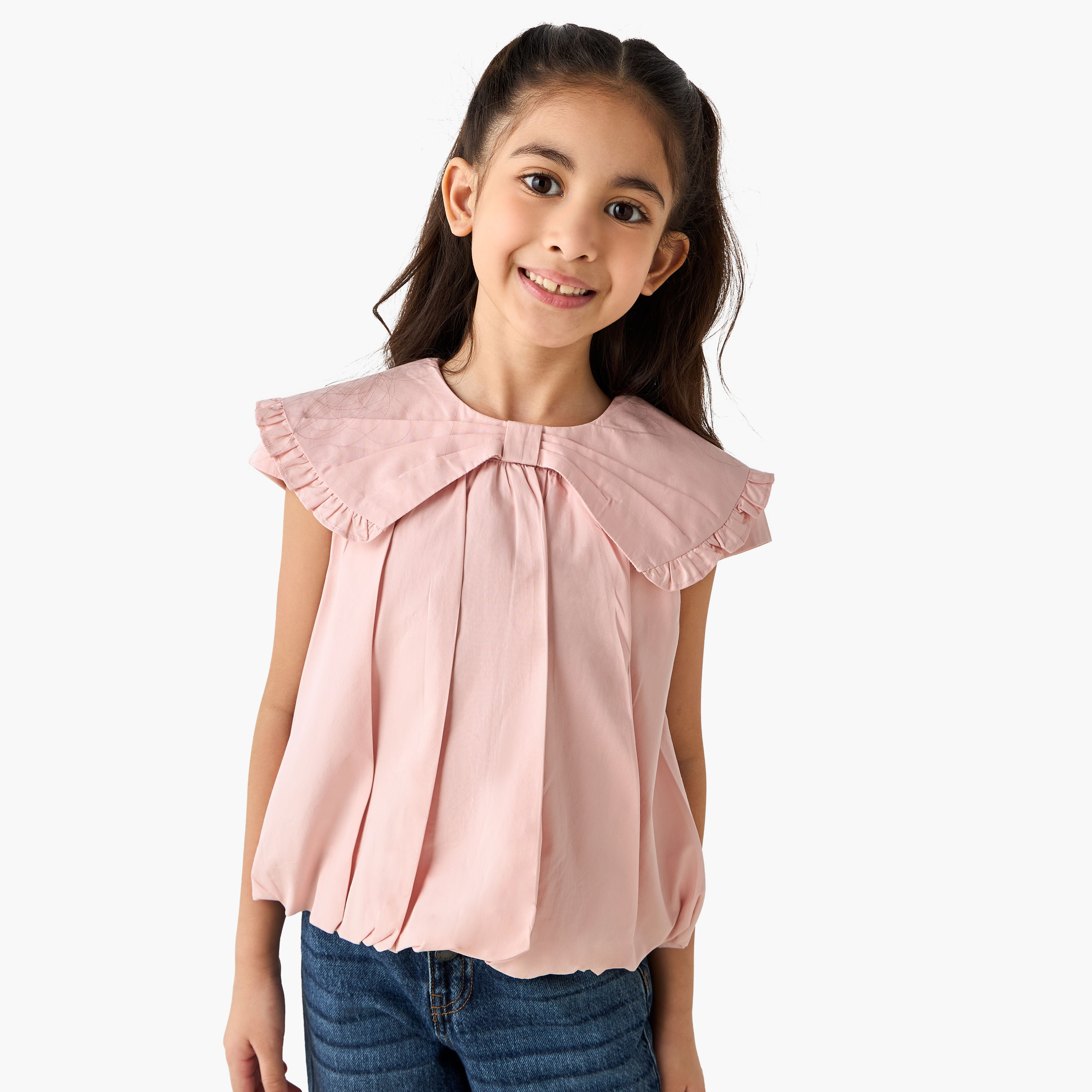 Juniors Crew Neck Short Sleeves Top with Bow Detail-baby-girls-clothing-blousesandshirts-image-1
