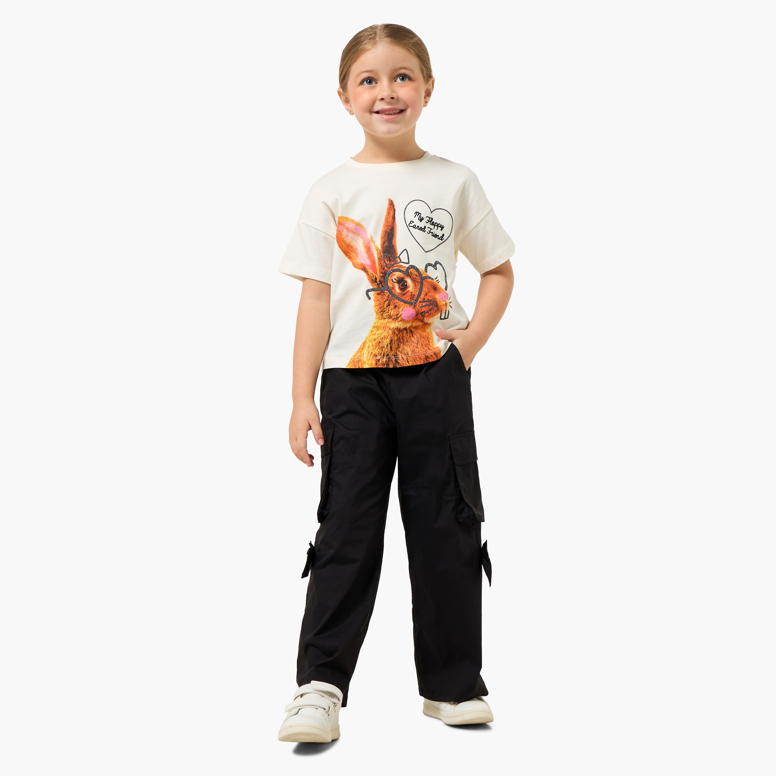 Juniors Trousers with Bow Detail, Elasticated Waist-baby-girls-clothing-bottoms-trousers-image-2