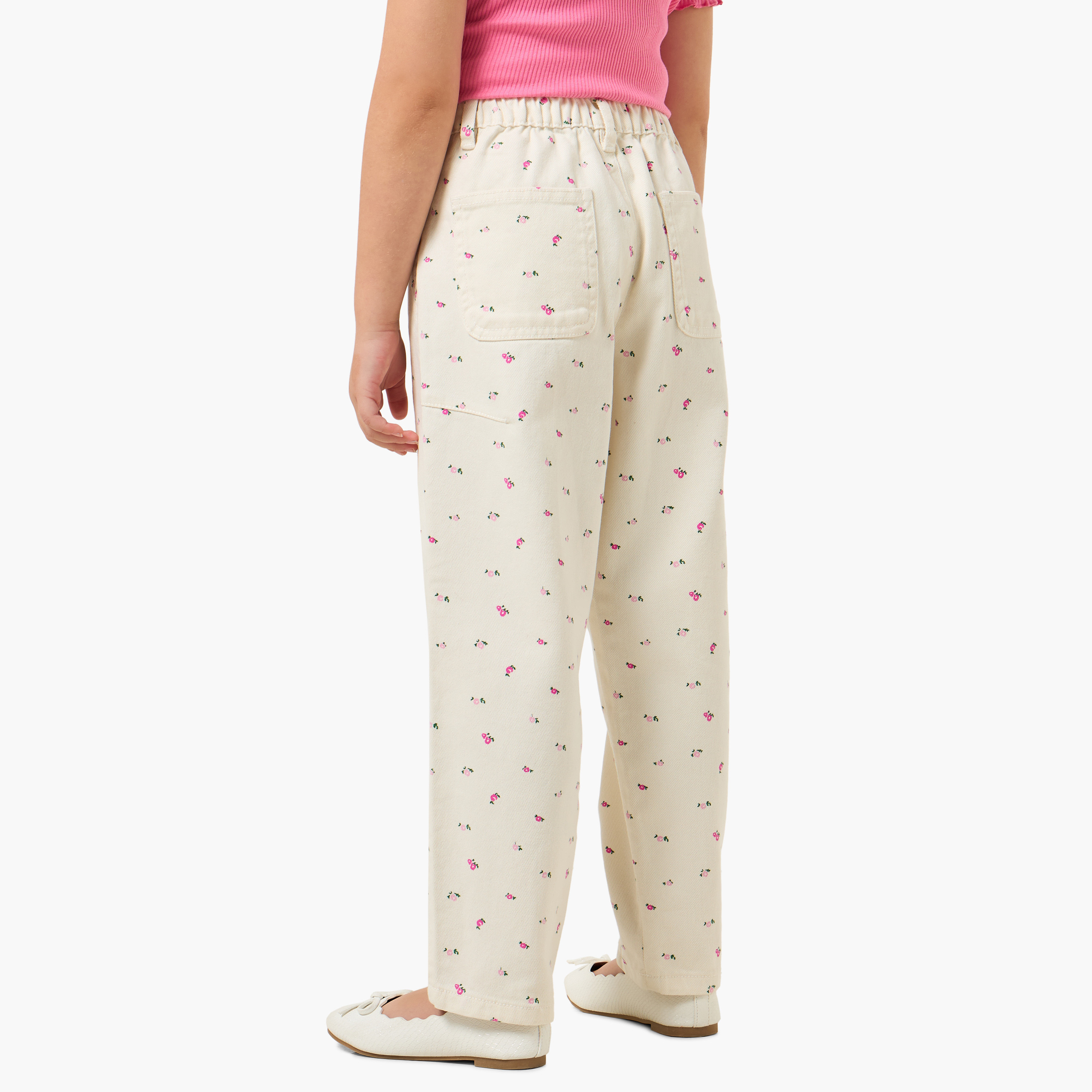 Juniors Button Closure Jeans with Floral Print-girls-clothing-bottoms-jeansandjeggings-image-3