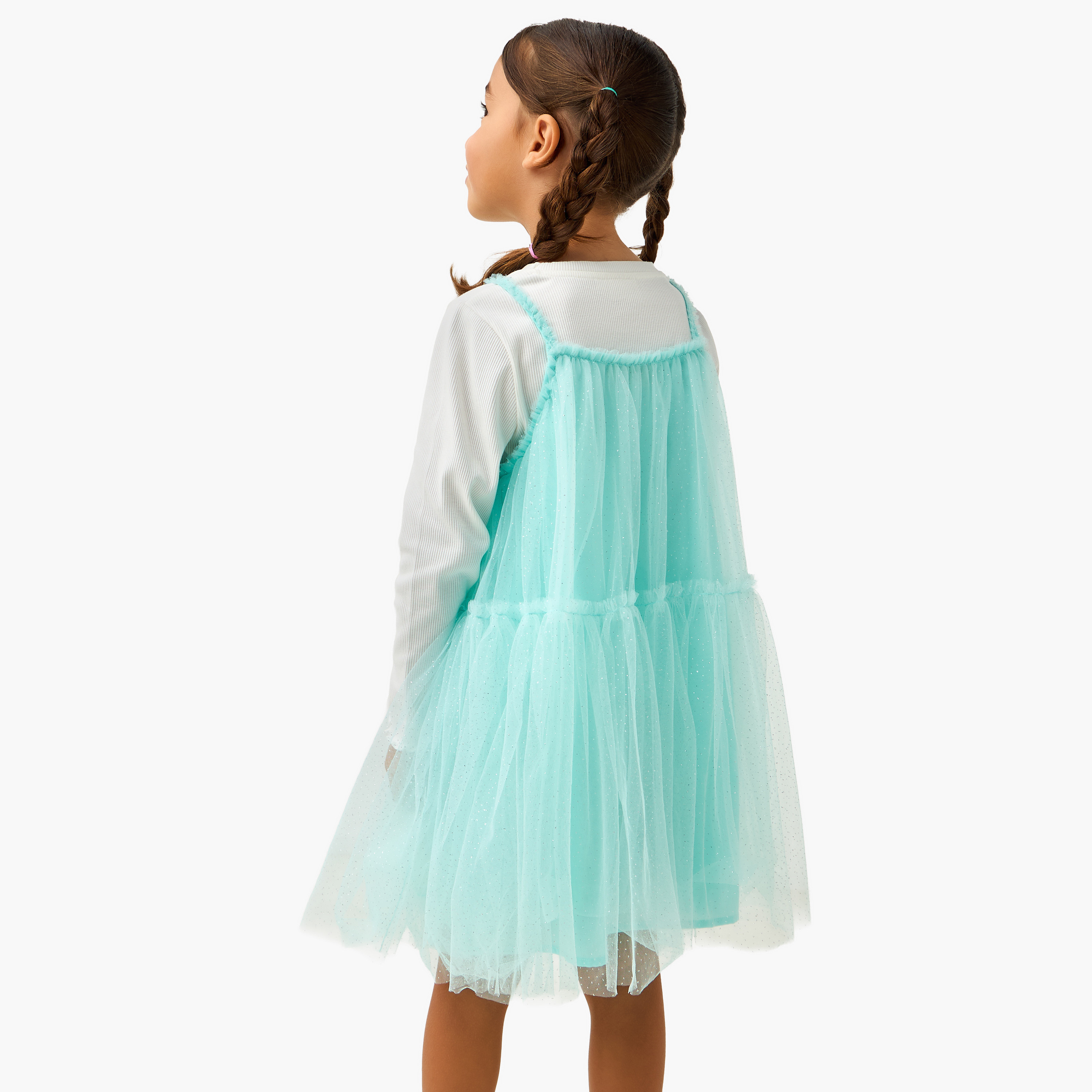 فستان وتيشيرت بياقة مستديرة وأكمام طويلة من جونيورز - طقم من قطعتين-girls-clothing-winterwear-dresses-image-3