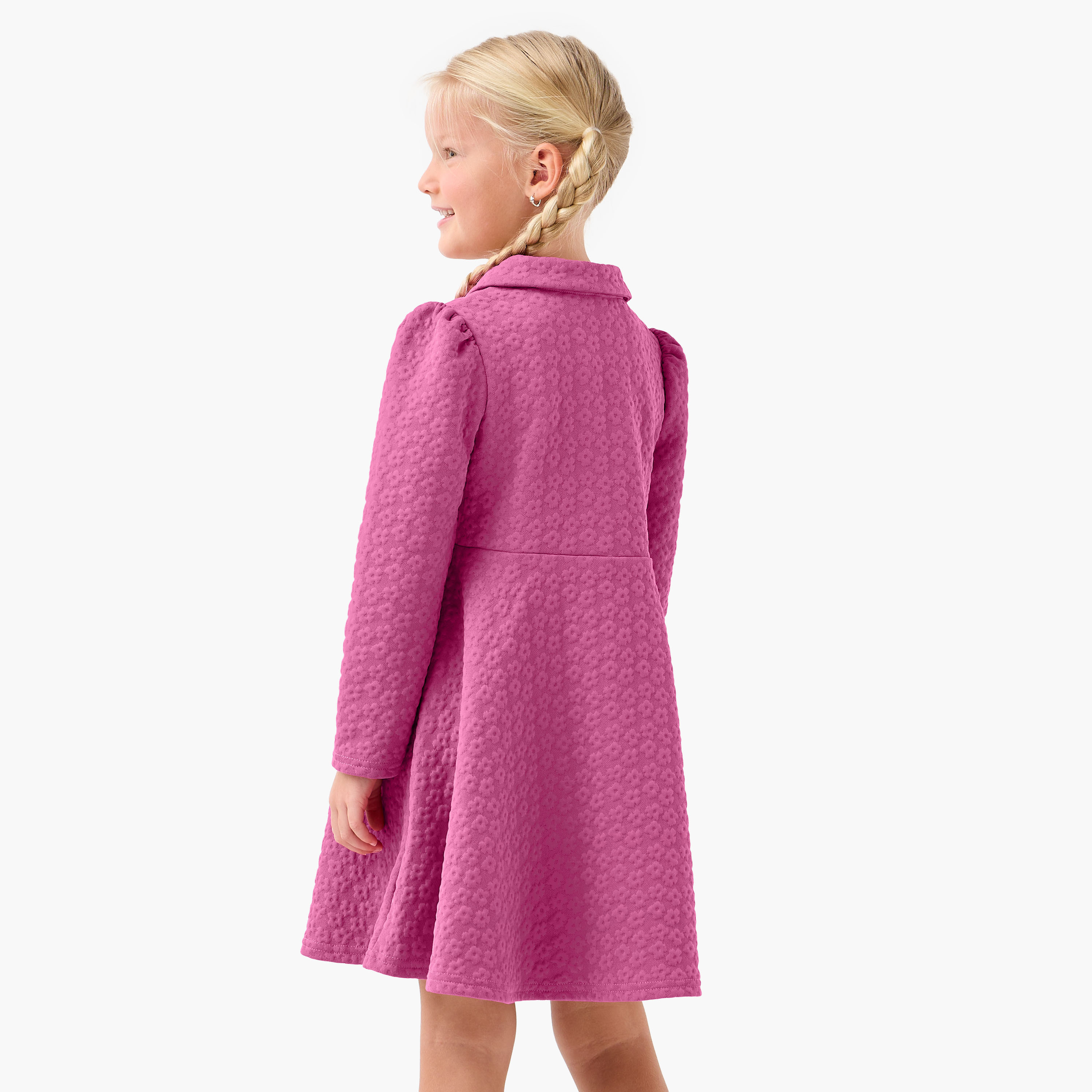 Juniors Collared Long Sleeves Dress with Bow Accent-girls-clothing-winterwear-dresses-image-3