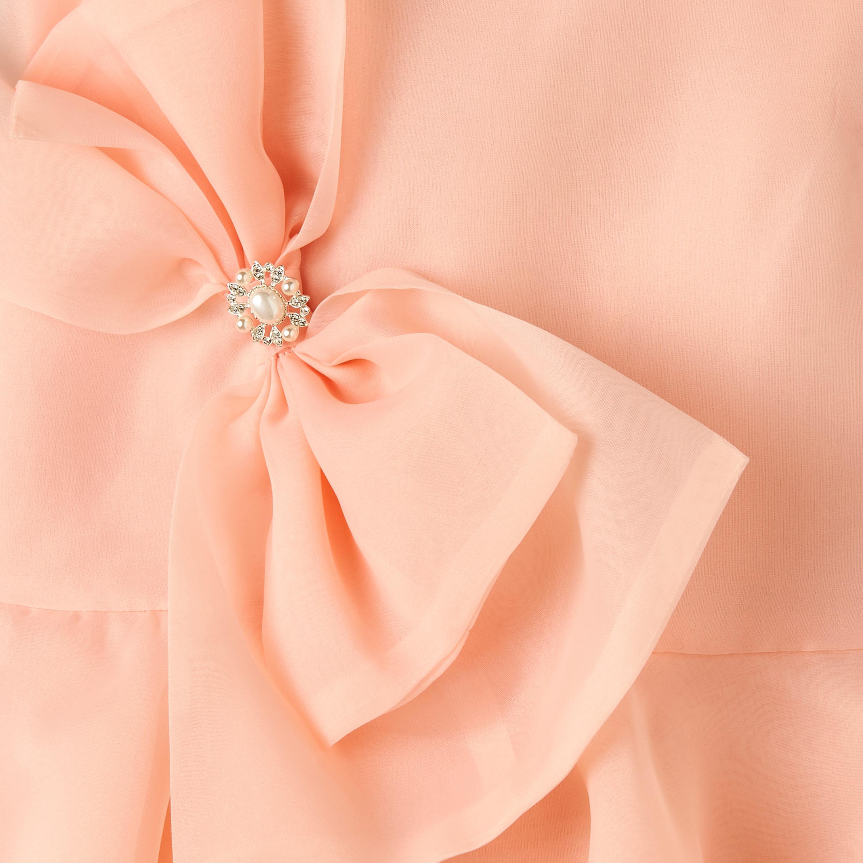 Juniors Round Neck Sleeveless Dress with Bow Accent-girls-clothing-dressesandjumpsuits-image-4