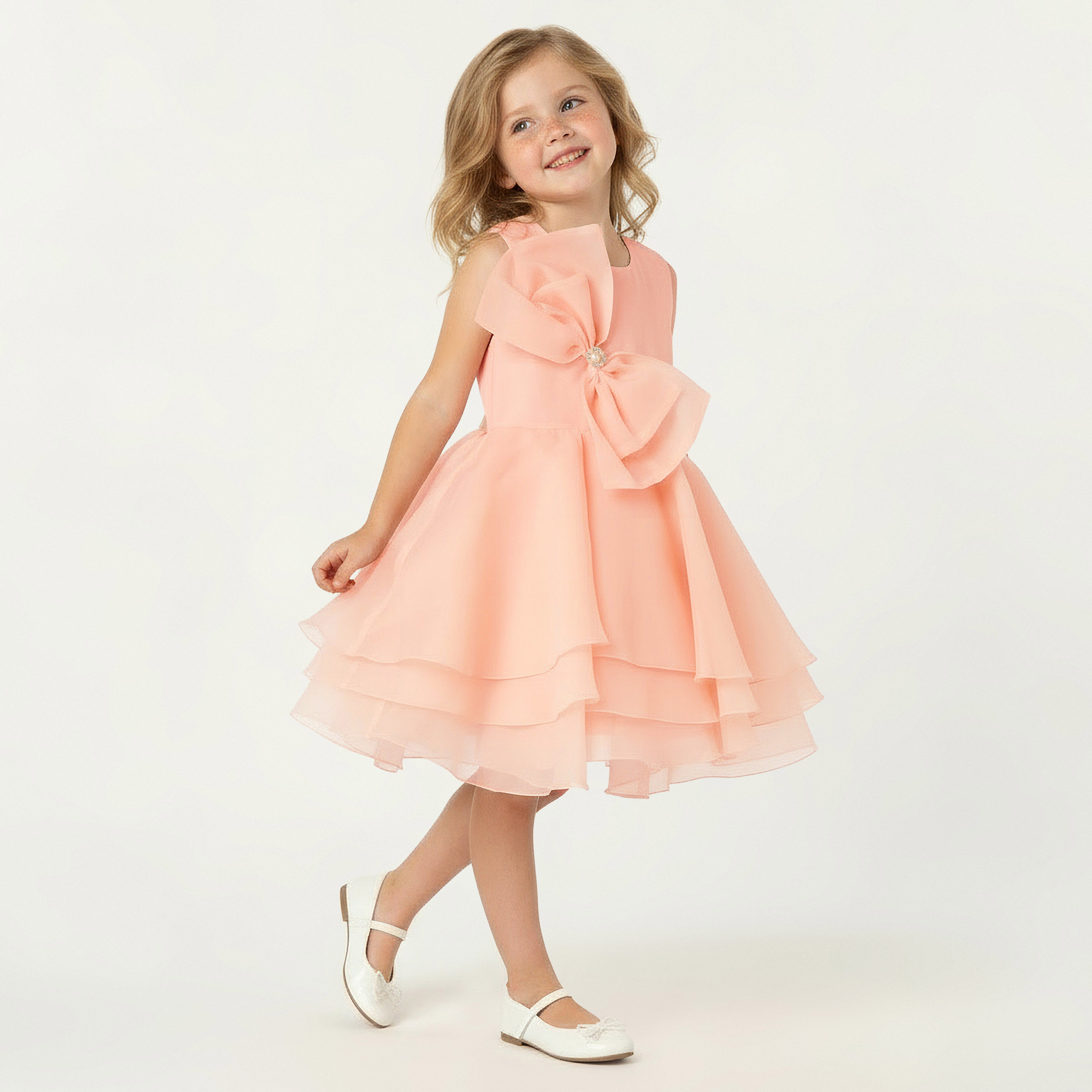 Juniors Round Neck Sleeveless Dress with Bow Accent-girls-clothing-dressesandjumpsuits-image-5