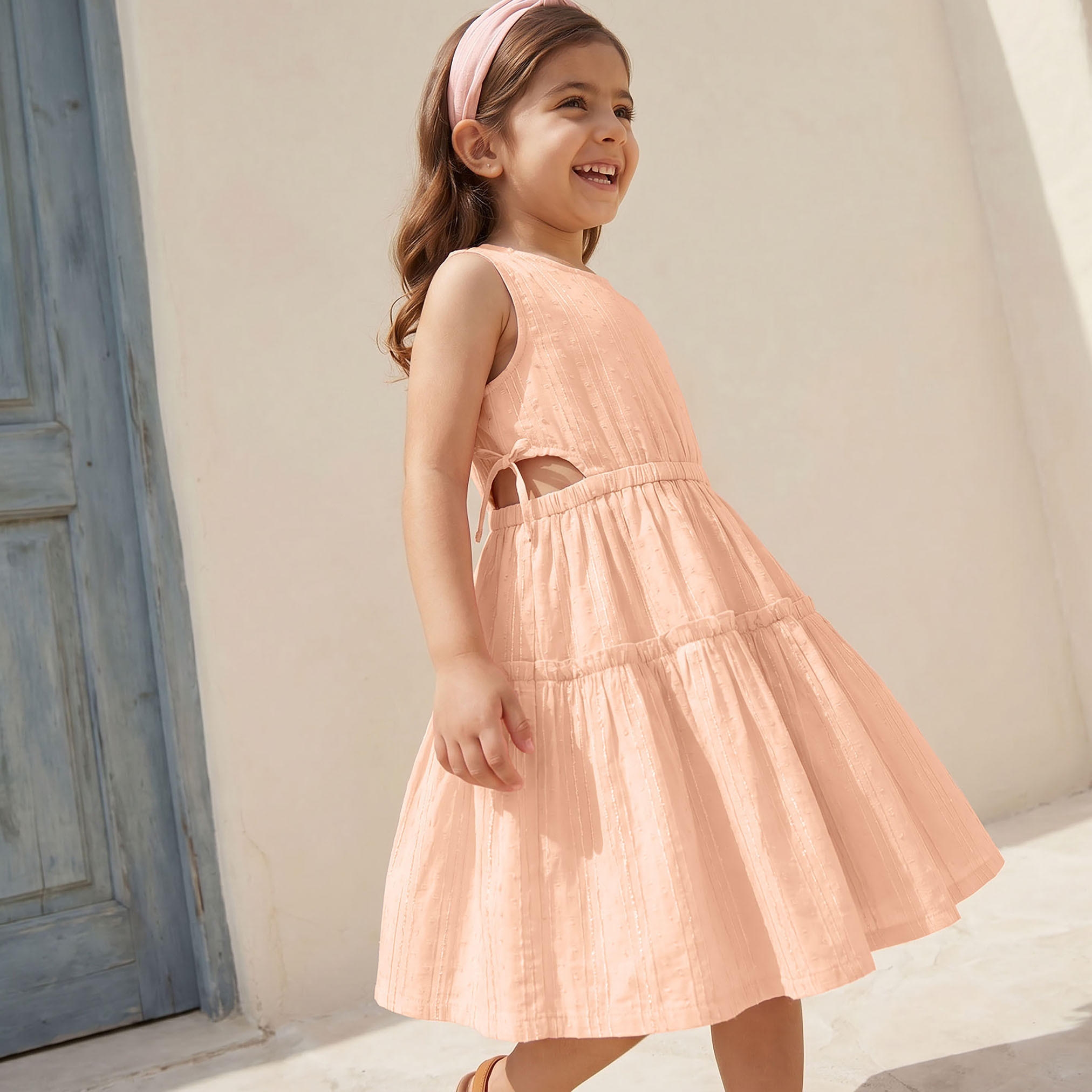Juniors Round Neck Sleeveless Knee Length Dress with Cut Out Detail-girls-clothing-dressesandjumpsuits-image-1