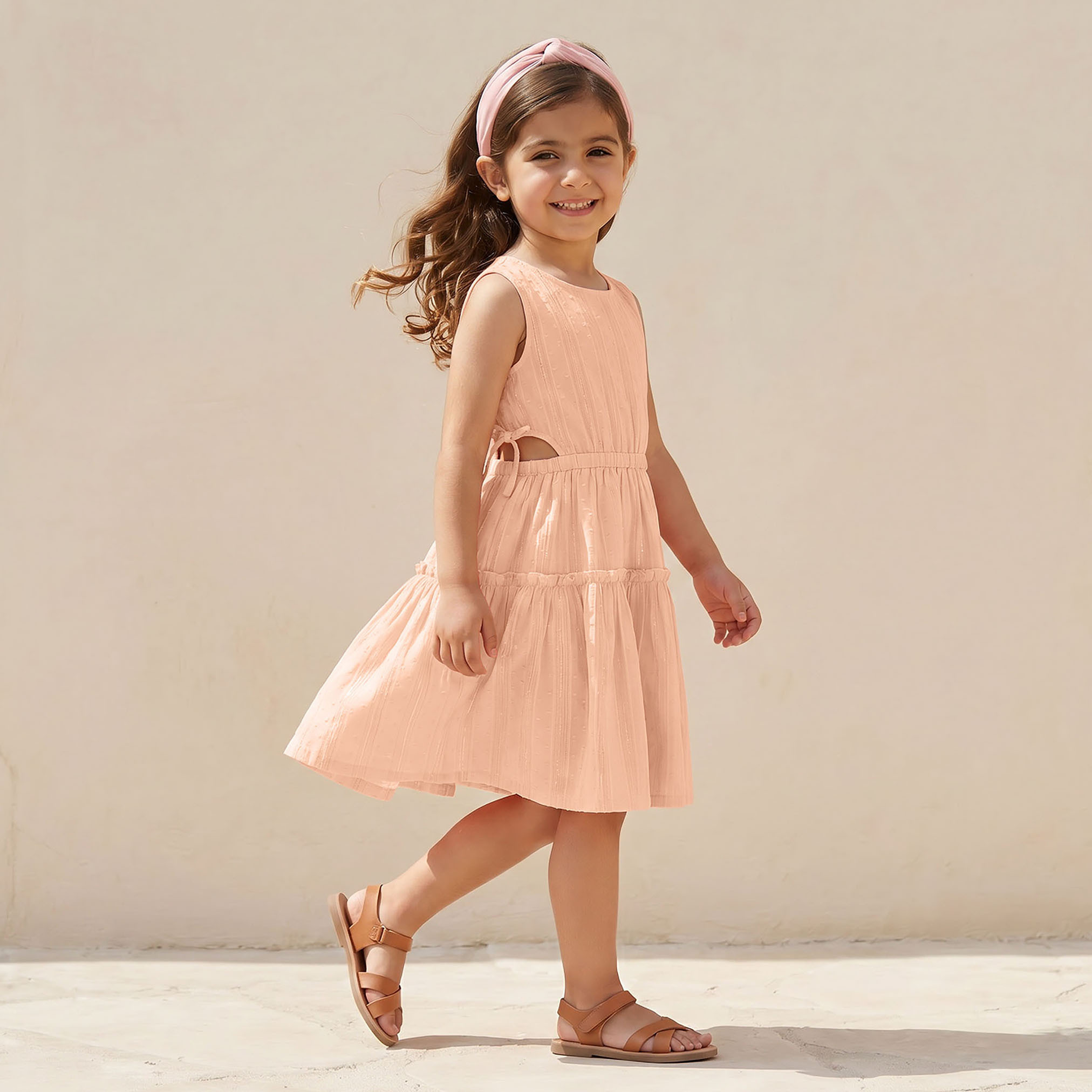 Juniors Round Neck Sleeveless Knee Length Dress with Cut Out Detail-girls-clothing-dressesandjumpsuits-image-2