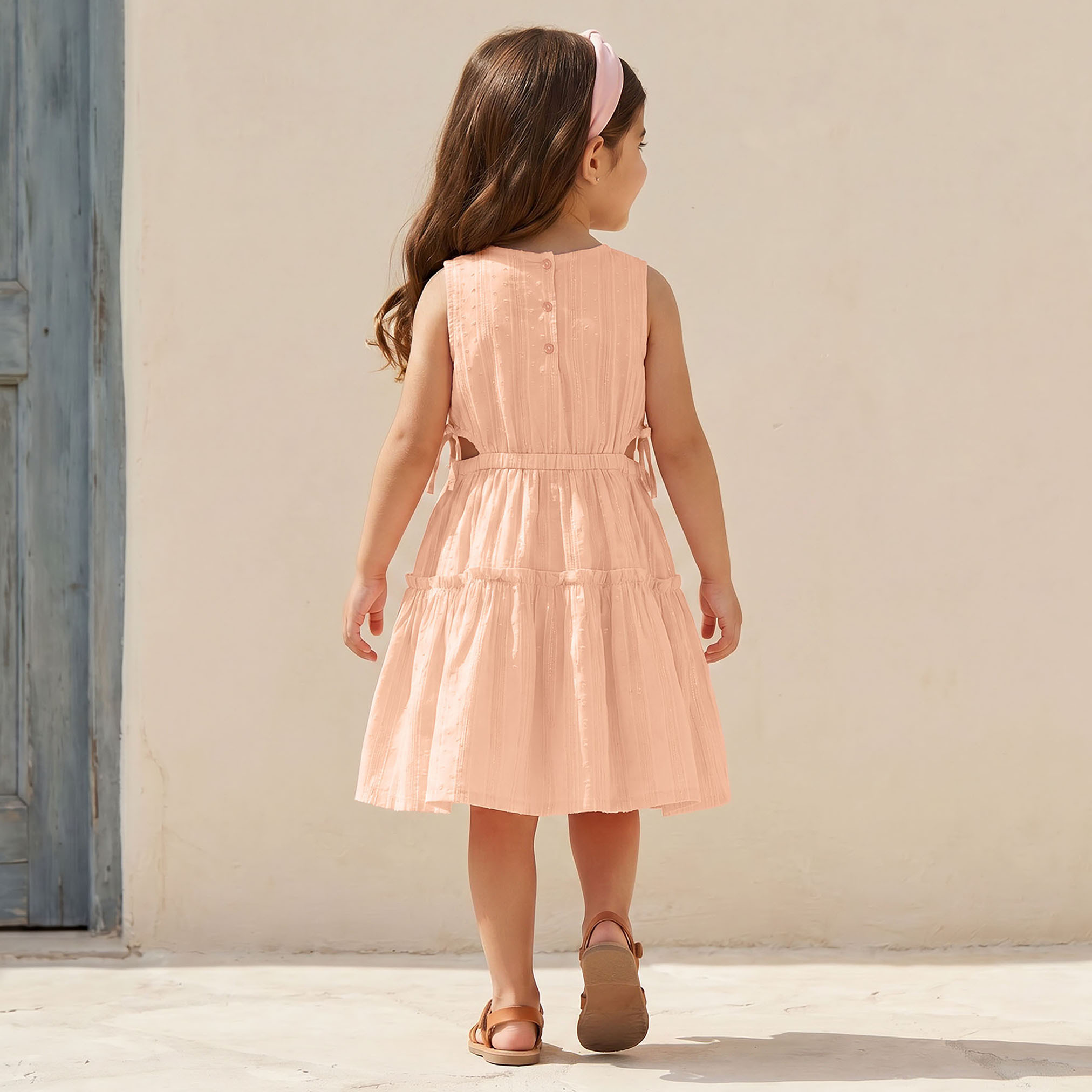 Juniors Round Neck Sleeveless Knee Length Dress with Cut Out Detail-girls-clothing-dressesandjumpsuits-image-3