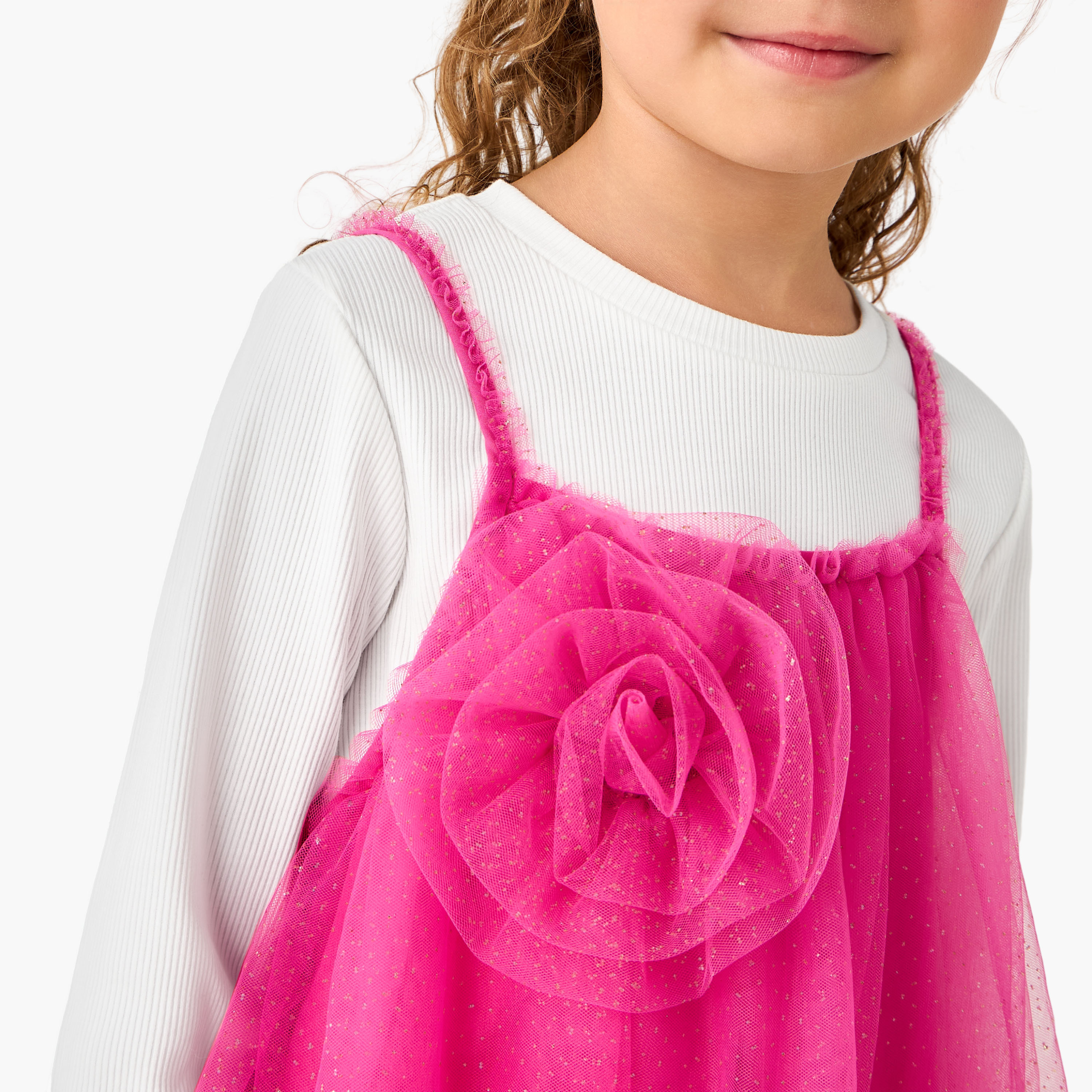 Juniors Square Neck Sleeveless A-line Dress with Ribbed Top-girls-clothing-dressesandjumpsuits-image-4
