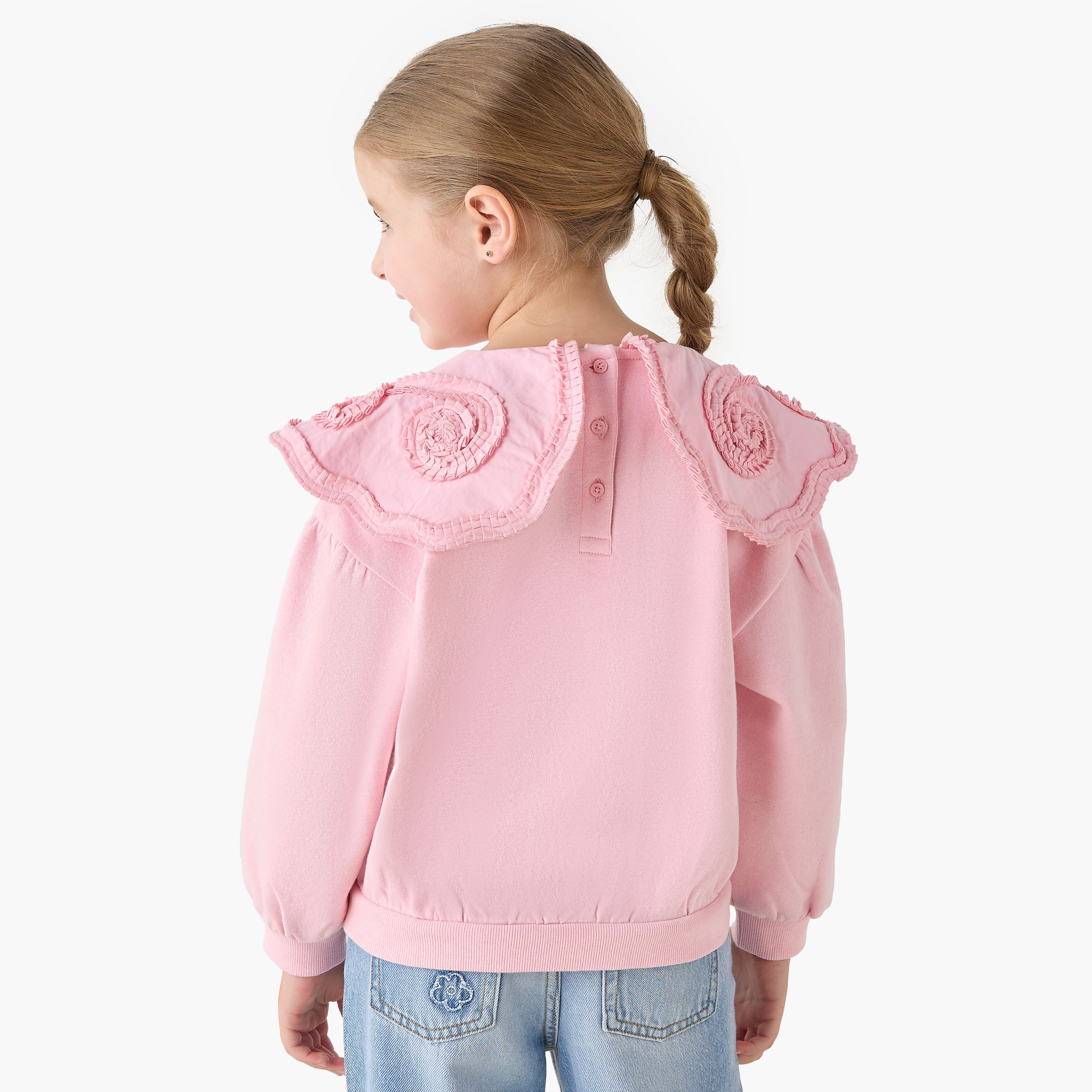 Juniors Ruffle Overlay Sweatshirt with Long Sleeves-girls-clothing-winterwear-sweatshirts-image-3