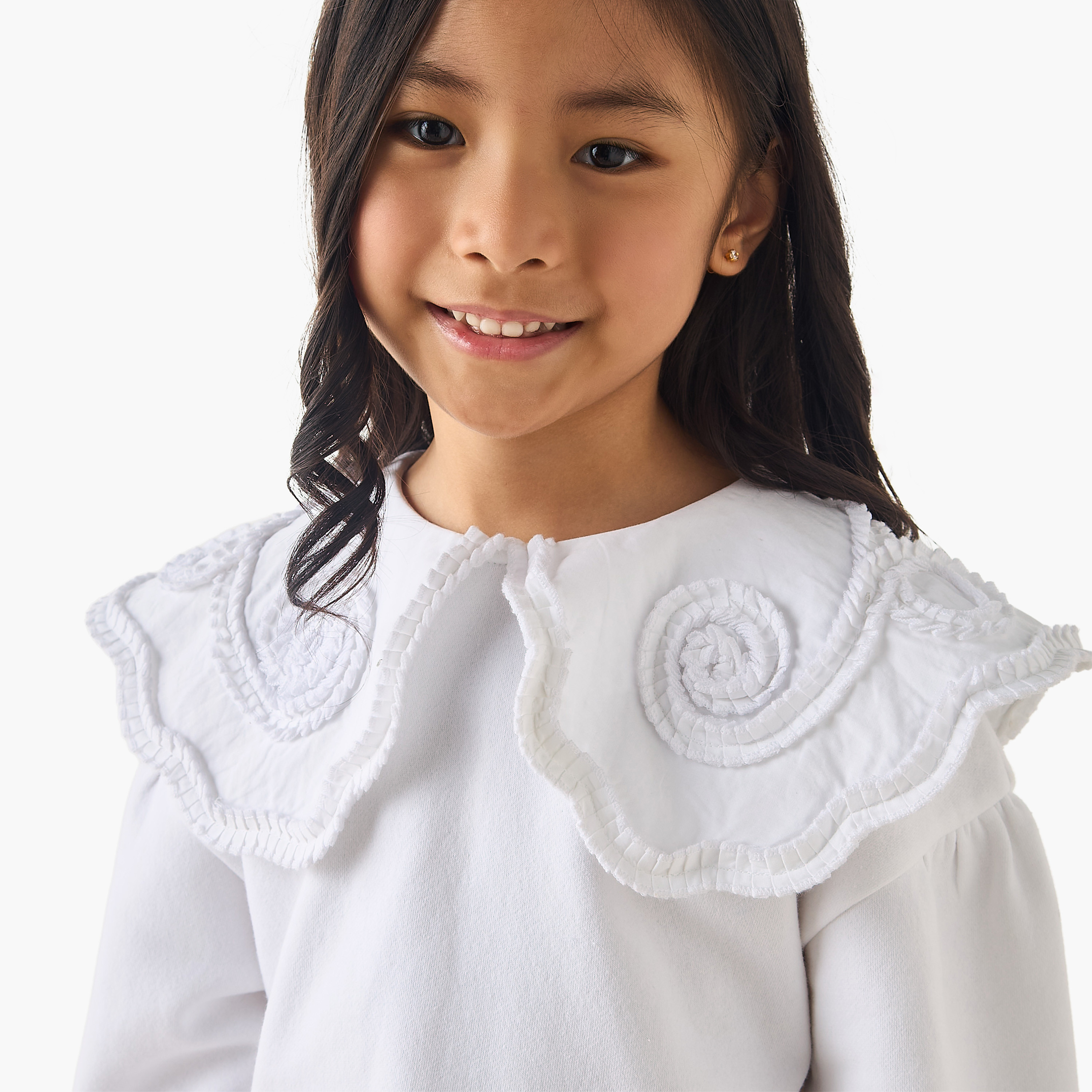 Juniors Ruffle Overlay Sweatshirt with Long Sleeves-girls-clothing-winterwear-sweatshirts-image-3