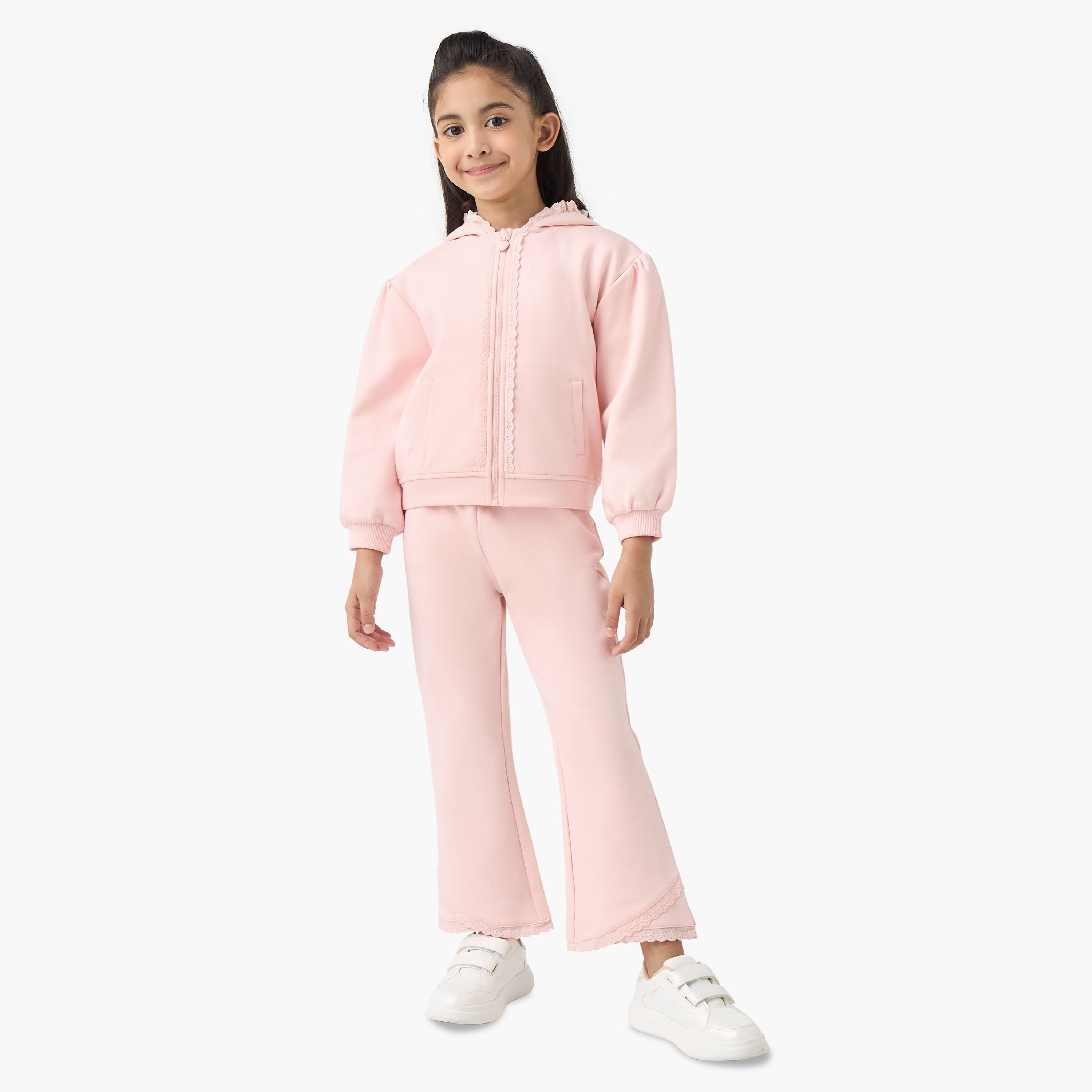 طقم بنطلون رياضي بحافة دانتيل وسويت شيرت بأكمام طويلة وقبعة من جونيورز-girls-clothing-setsandcoords-image-8