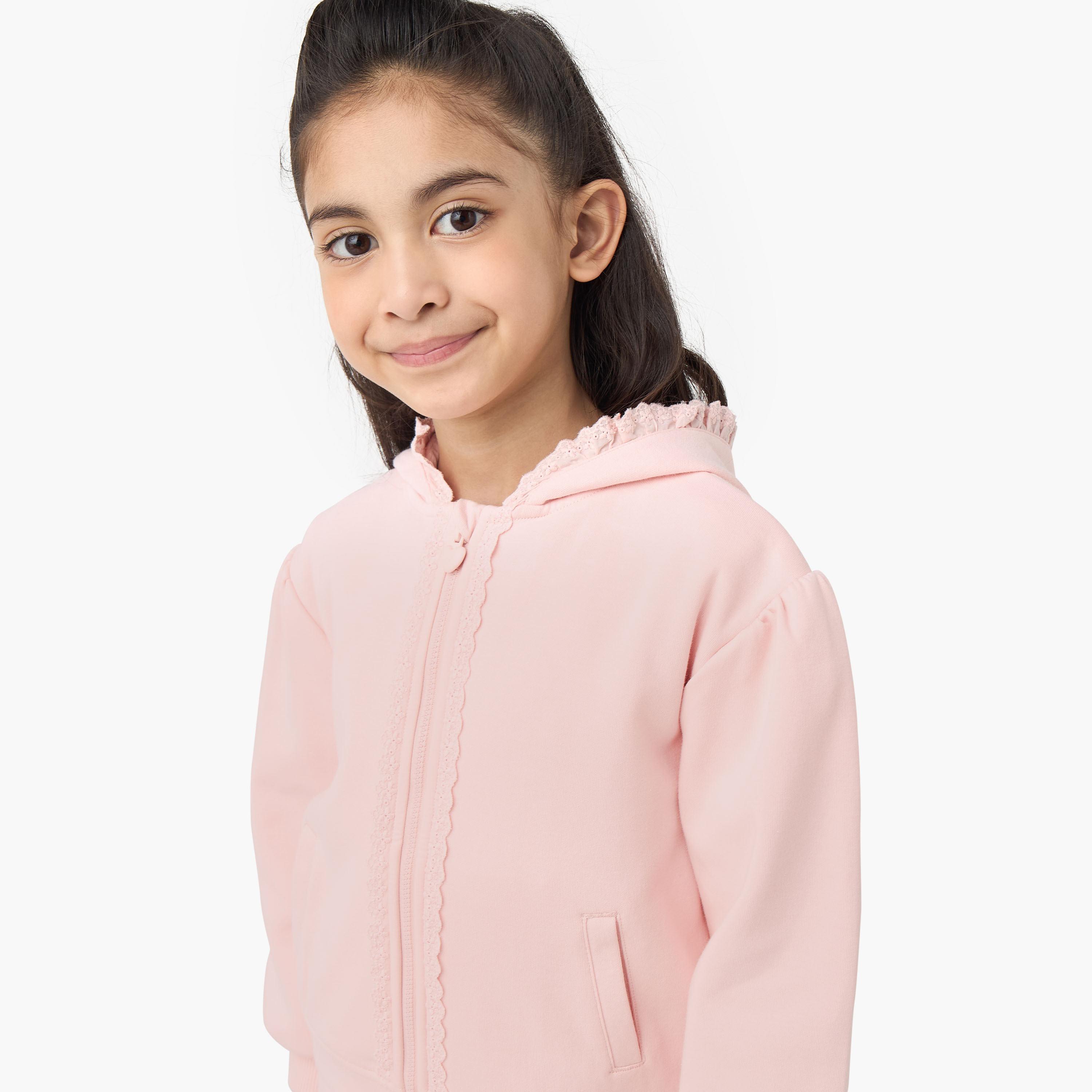 طقم بنطلون رياضي بحافة دانتيل وسويت شيرت بأكمام طويلة وقبعة من جونيورز-girls-clothing-setsandcoords-image-4