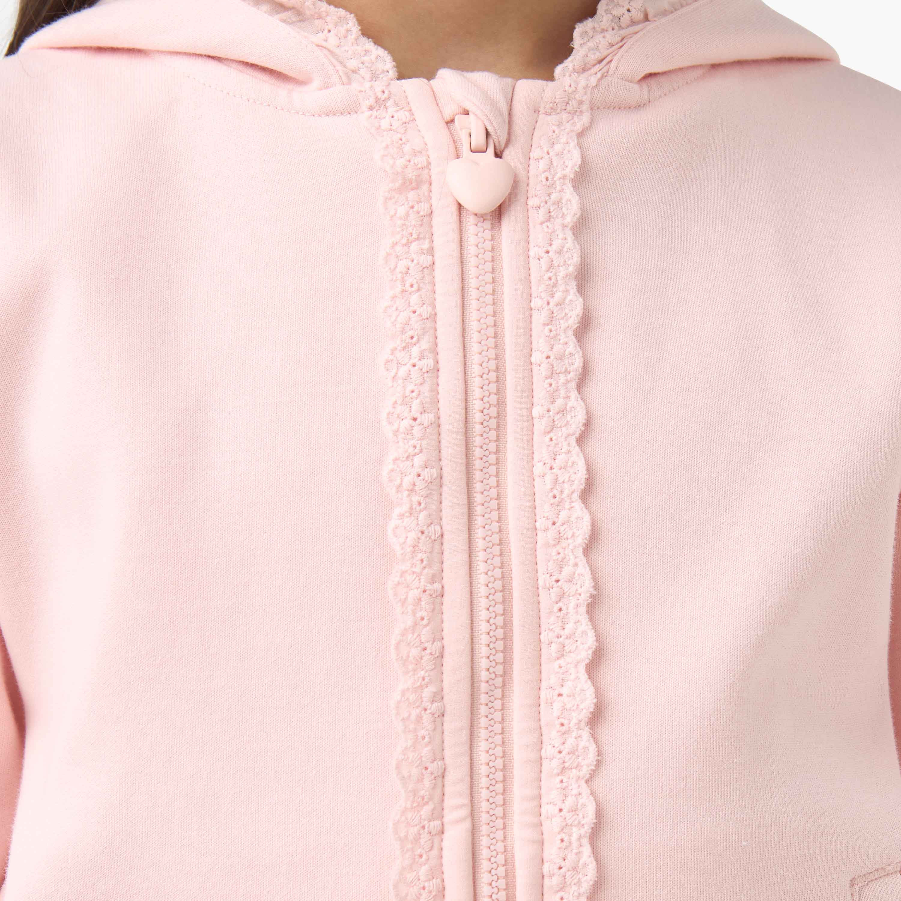 طقم بنطلون رياضي بحافة دانتيل وسويت شيرت بأكمام طويلة وقبعة من جونيورز-girls-clothing-setsandcoords-image-1