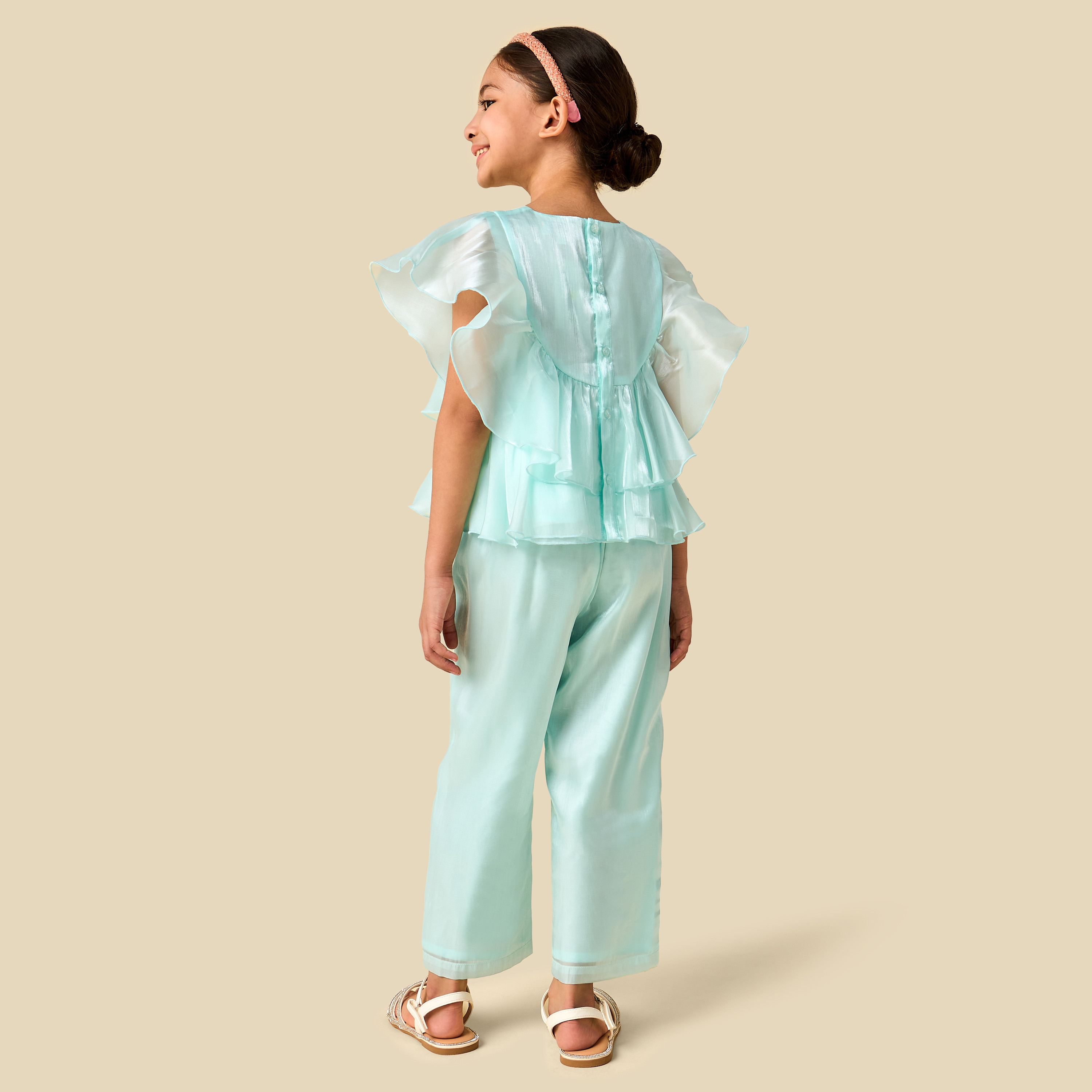 Juniors Crew Neck Sleeveless Top and Pants Set with Ruffle Detail-baby-girls-clothing-setsandcoords-image-4