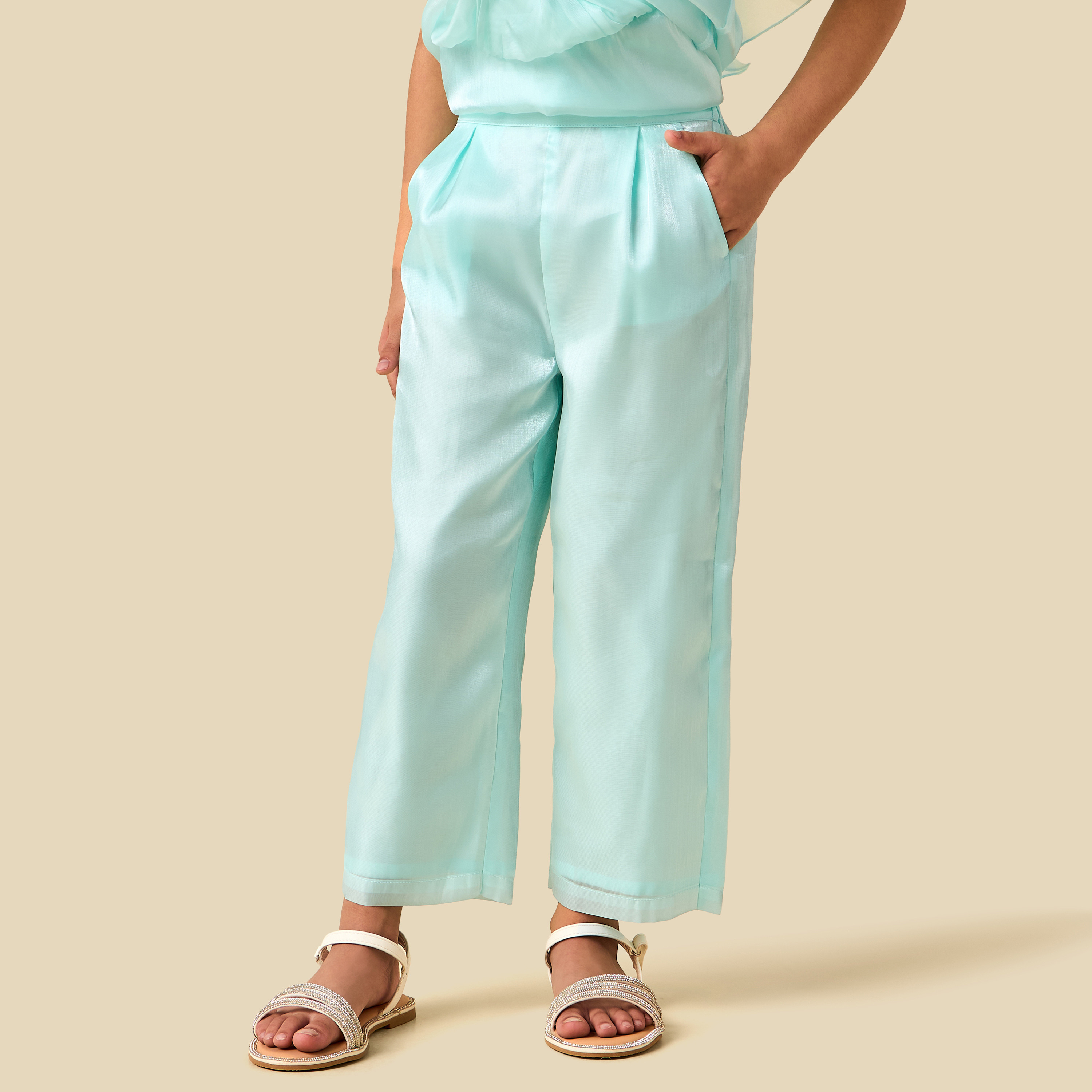 Juniors Crew Neck Sleeveless Top and Pants Set with Ruffle Detail-baby-girls-clothing-setsandcoords-image-5