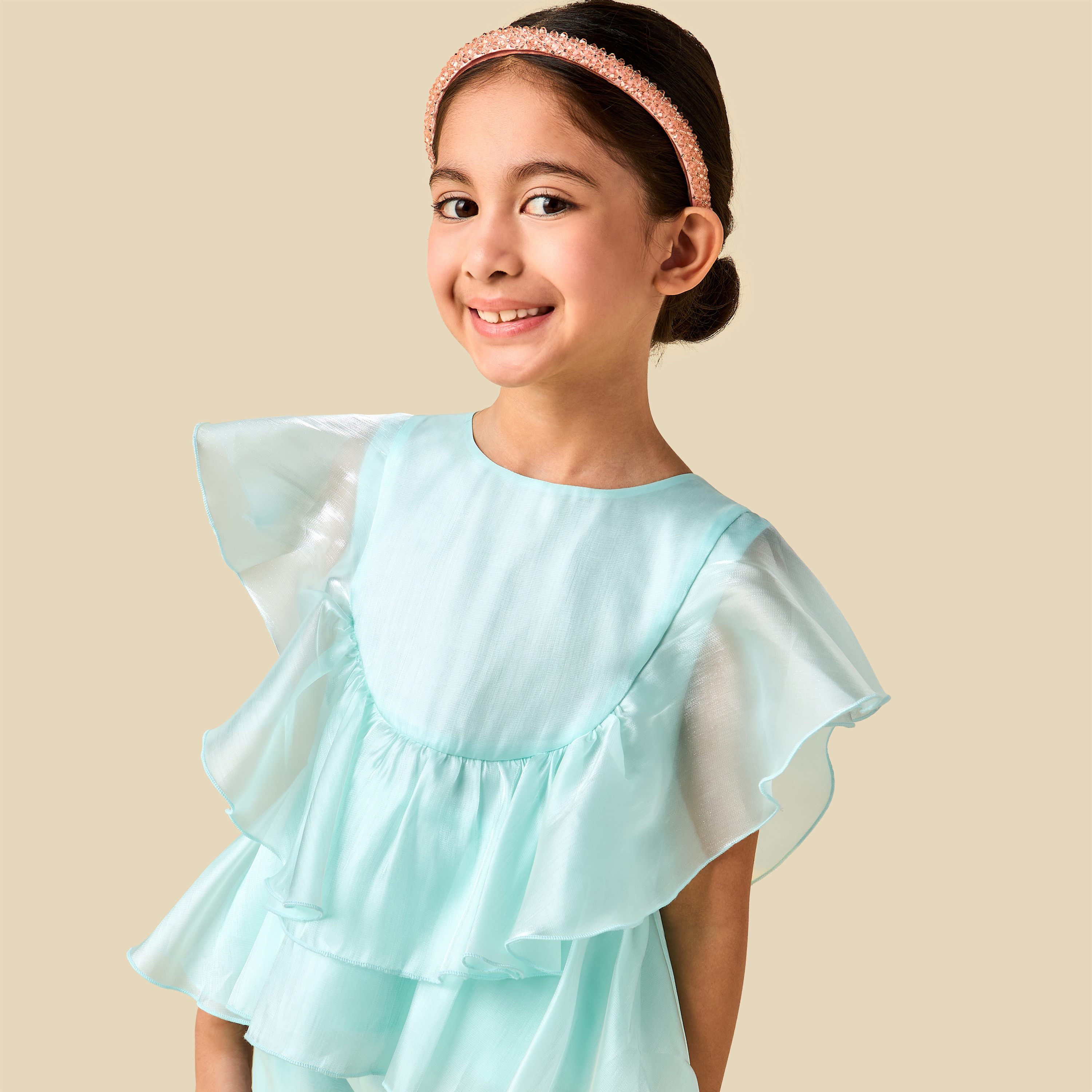 Juniors Crew Neck Sleeveless Top and Pants Set with Ruffle Detail-baby-girls-clothing-setsandcoords-image-7