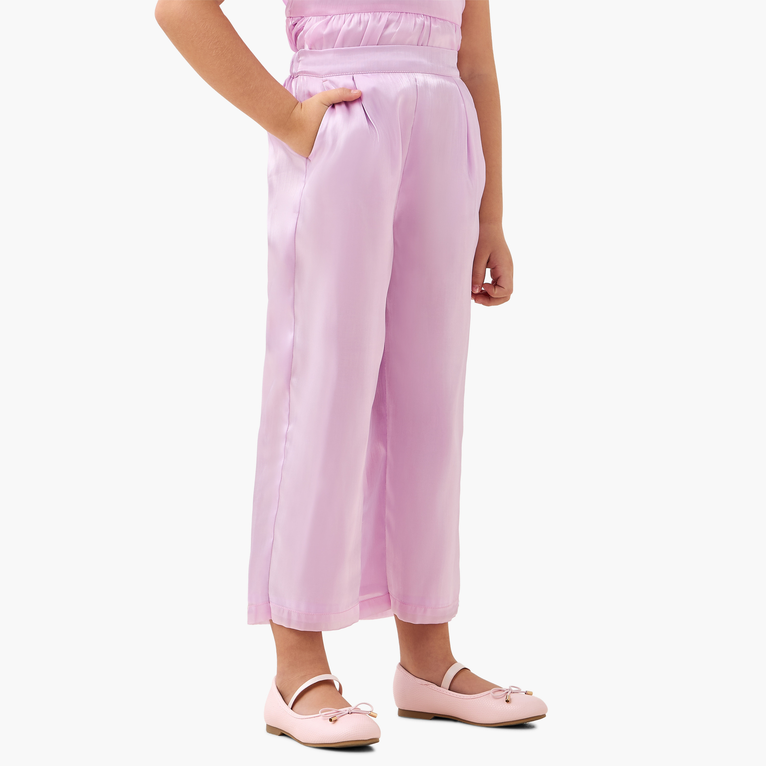 Juniors Crew Neck Sleeveless Top and Pants Set with Ruffle Detail-baby-girls-clothing-setsandcoords-image-3