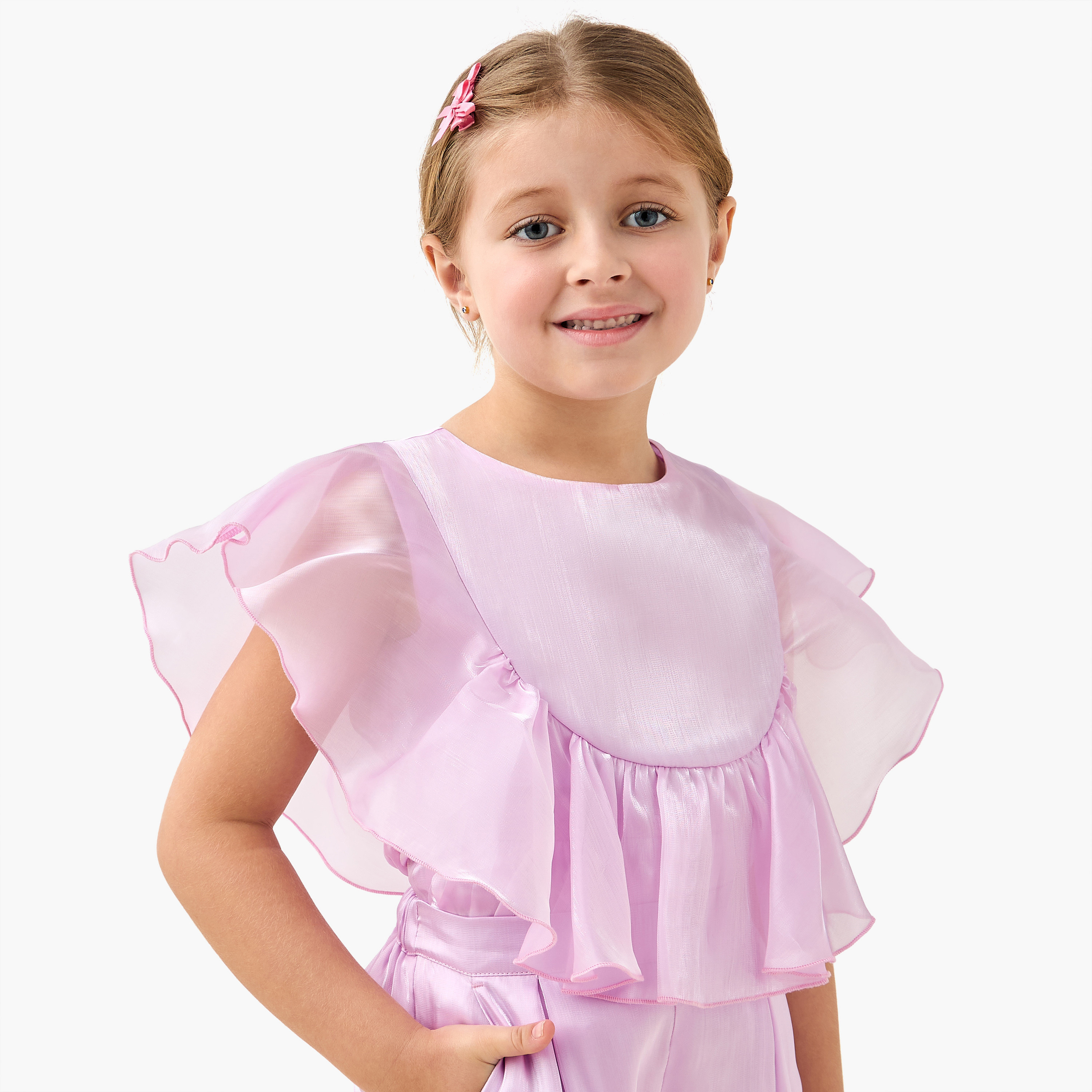 Juniors Crew Neck Sleeveless Top and Pants Set with Ruffle Detail-baby-girls-clothing-setsandcoords-image-6