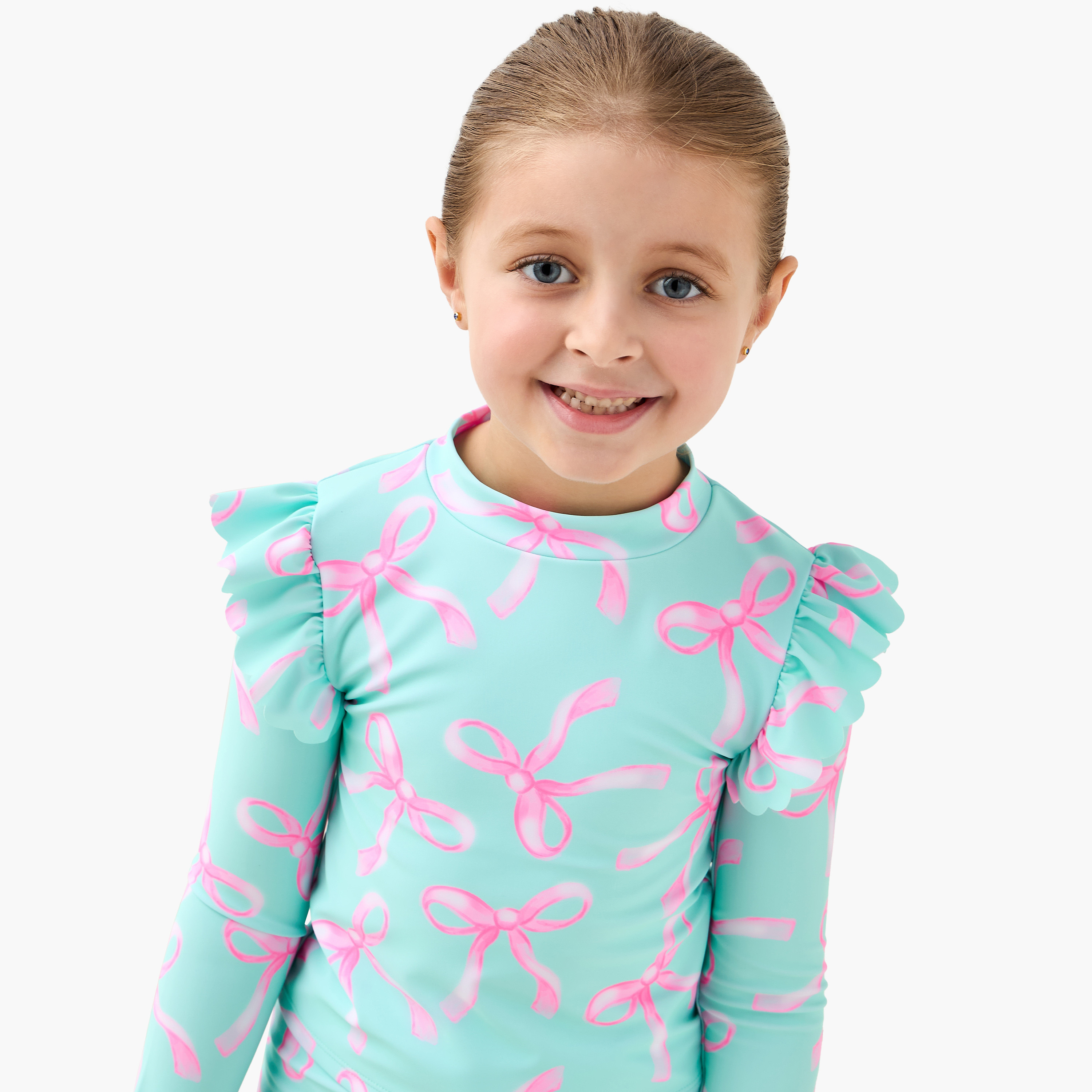 Juniors Girls Bow Print Rash Guard Set-girls-clothing-swimwear-image-5