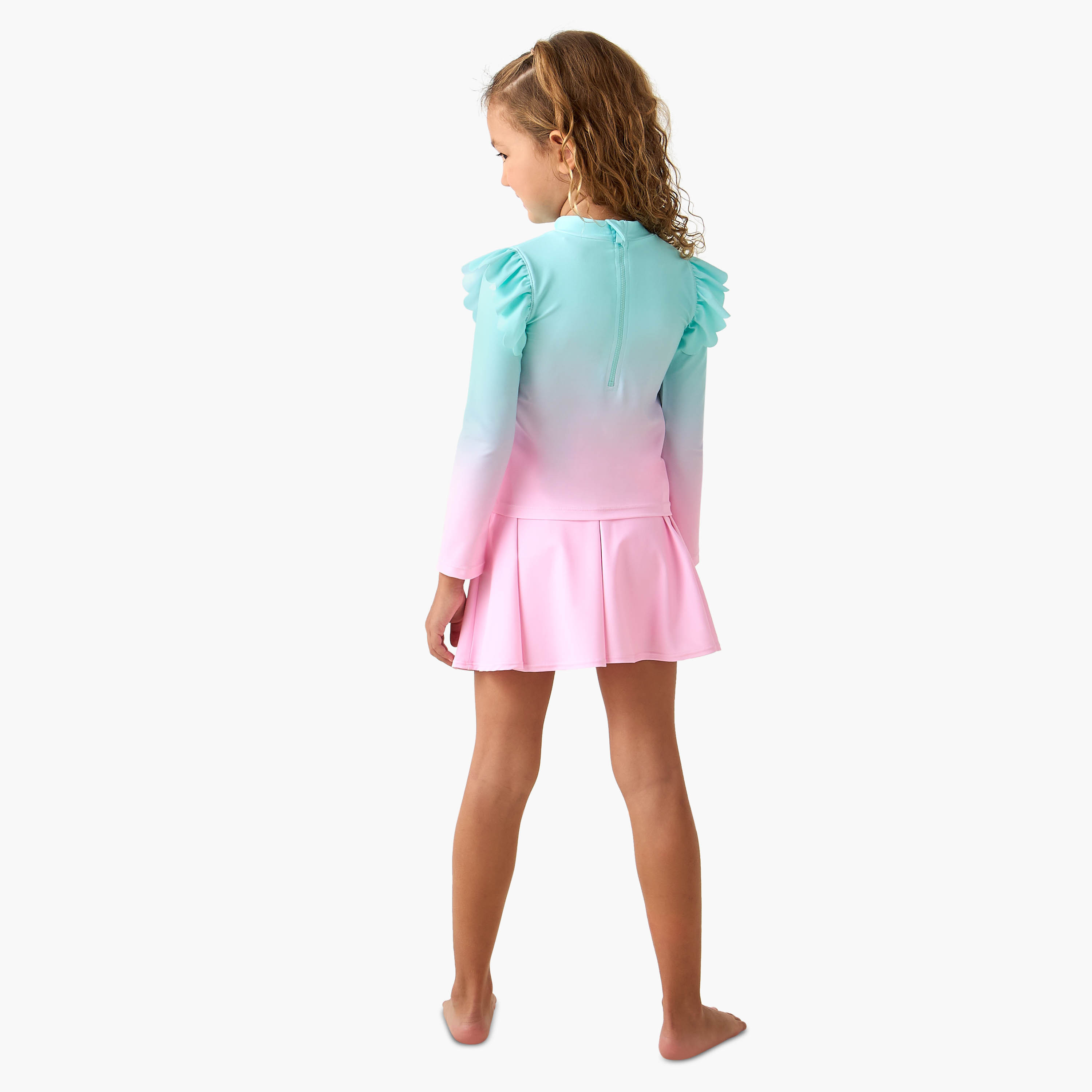 Juniors Girls Sequin Heart Embellished Swim Top and Skirt-girls-clothing-swimwear-image-4