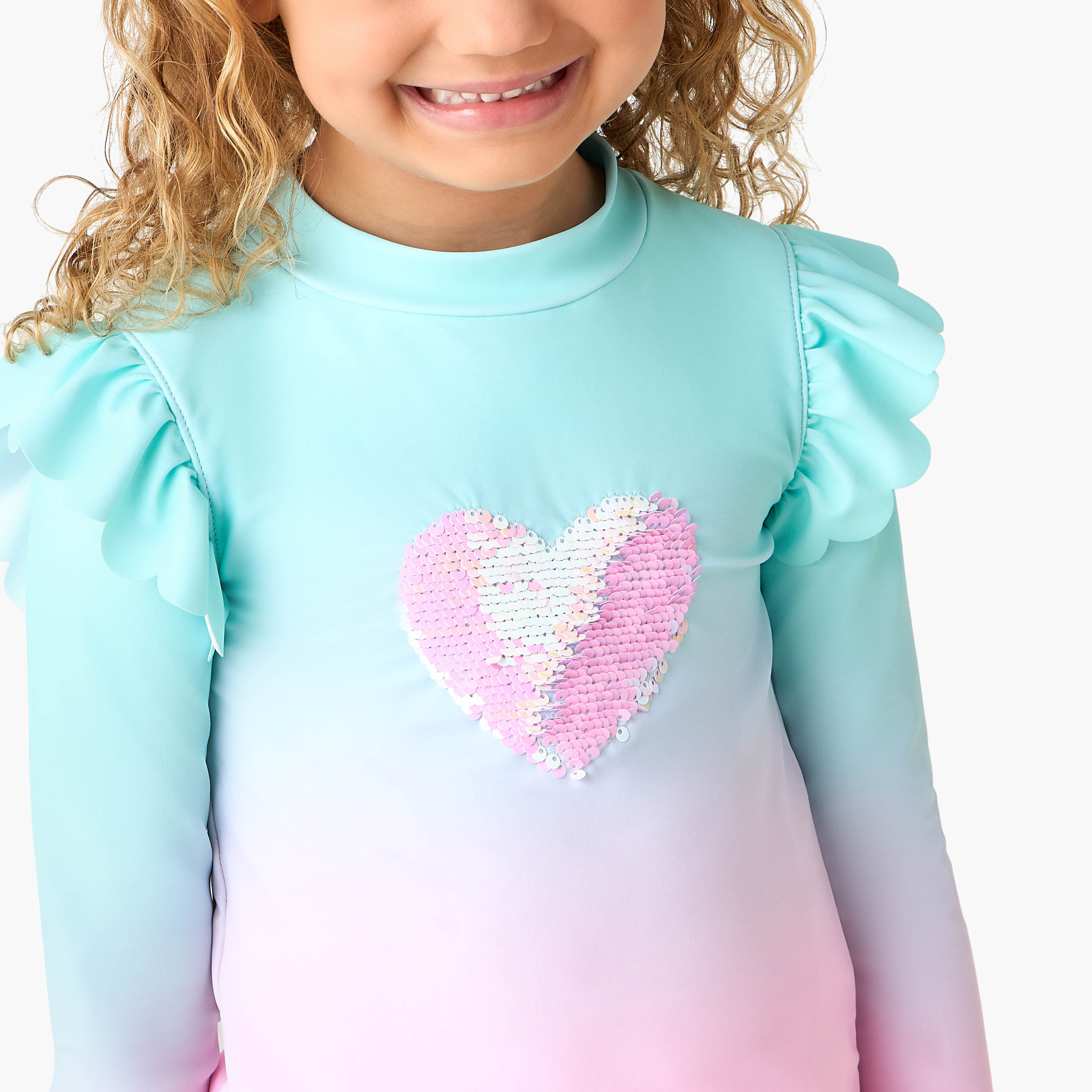 Juniors Girls Sequin Heart Embellished Swim Top and Skirt-girls-clothing-swimwear-image-5