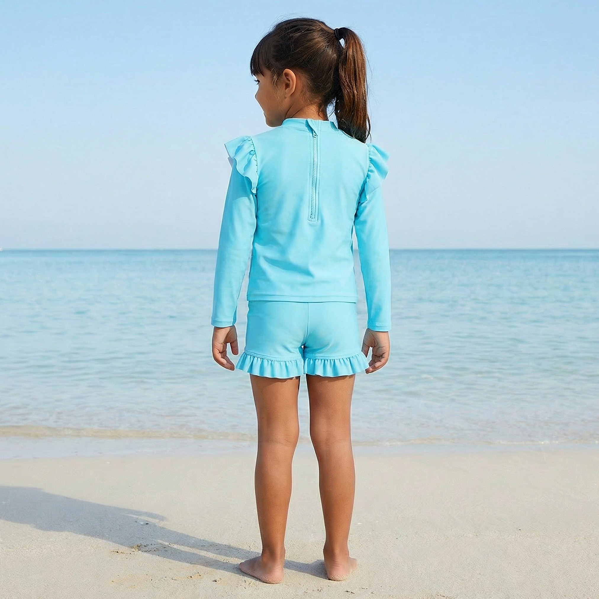 Juniors Girls Flamingo Print Rash Guard and Swim Shorts Set-girls-clothing-swimwear-image-2