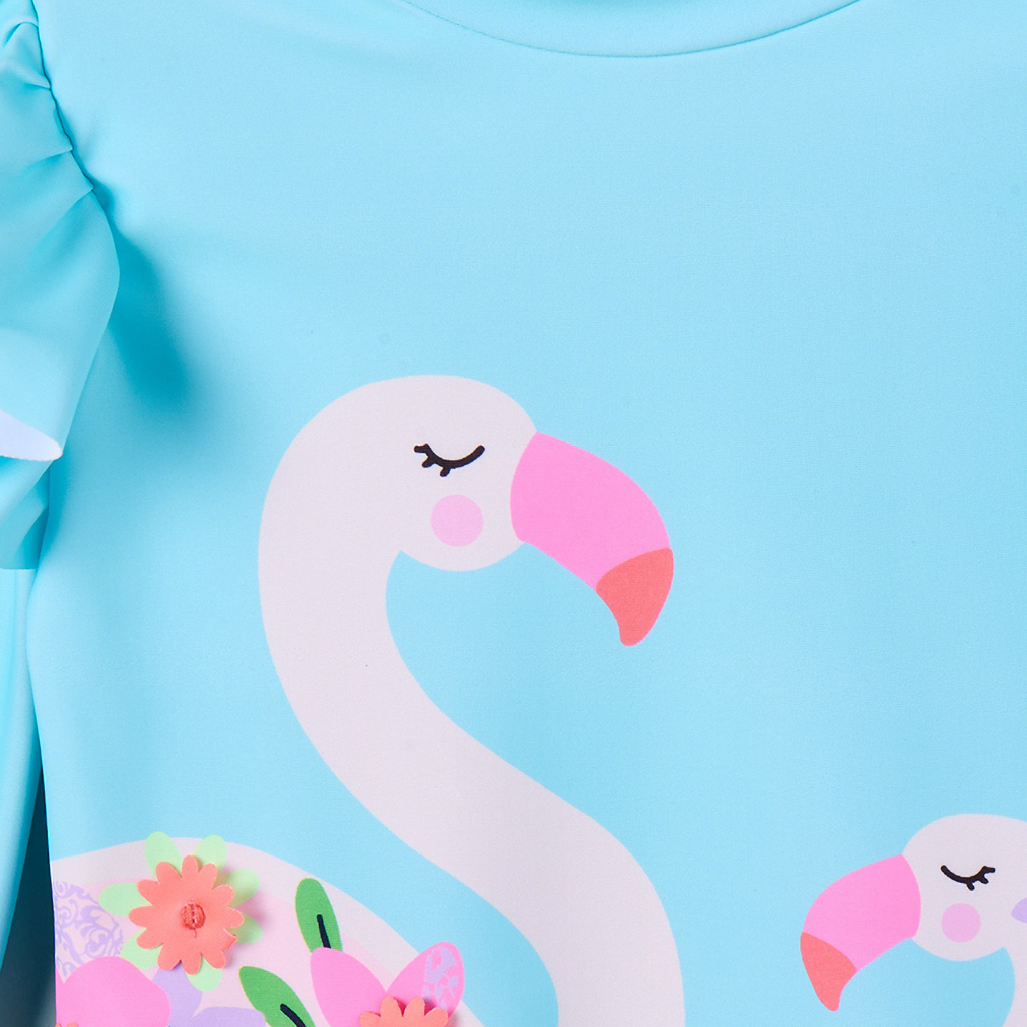 Juniors Girls Flamingo Print Rash Guard and Swim Shorts Set-girls-clothing-swimwear-image-6
