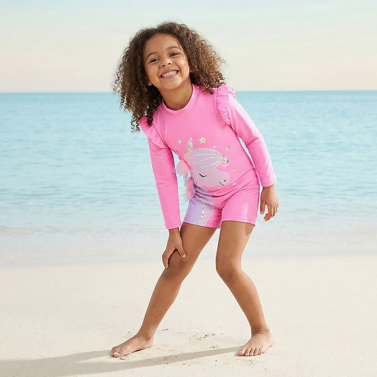 Juniors Girls Unicorn Print Swimsuit-girls-clothing-sportswear-swimwear-image-1