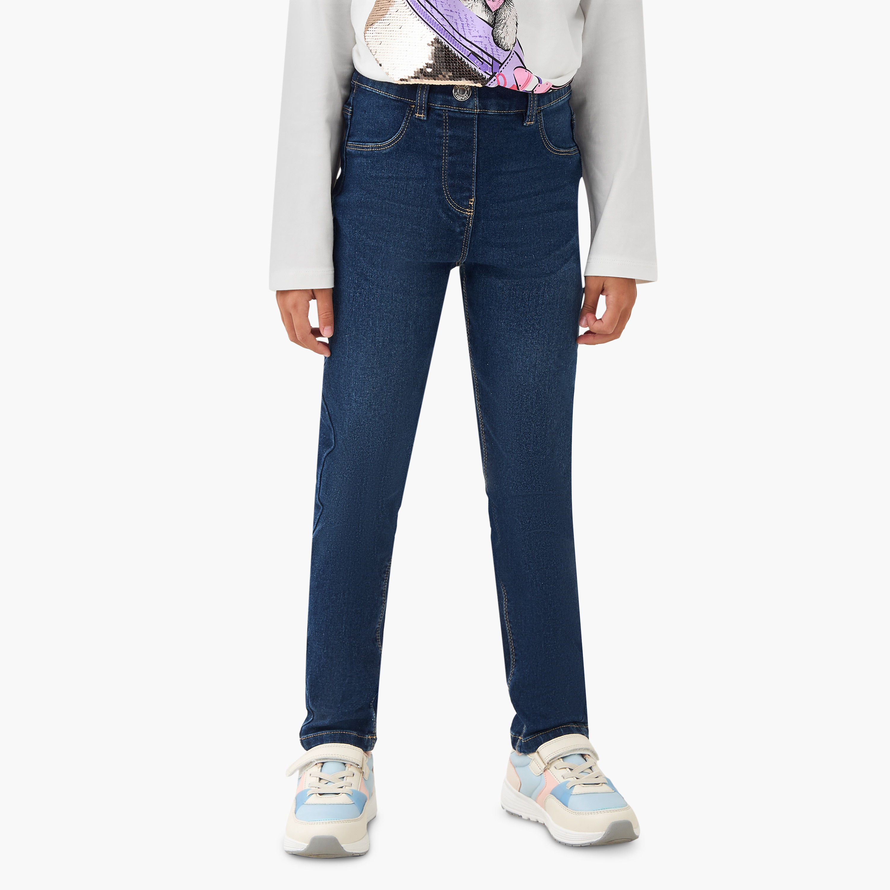 Juniors Jeans with Pockets, Buttoned Waist-girls-clothing-bottoms-jeansandjeggings-image-1