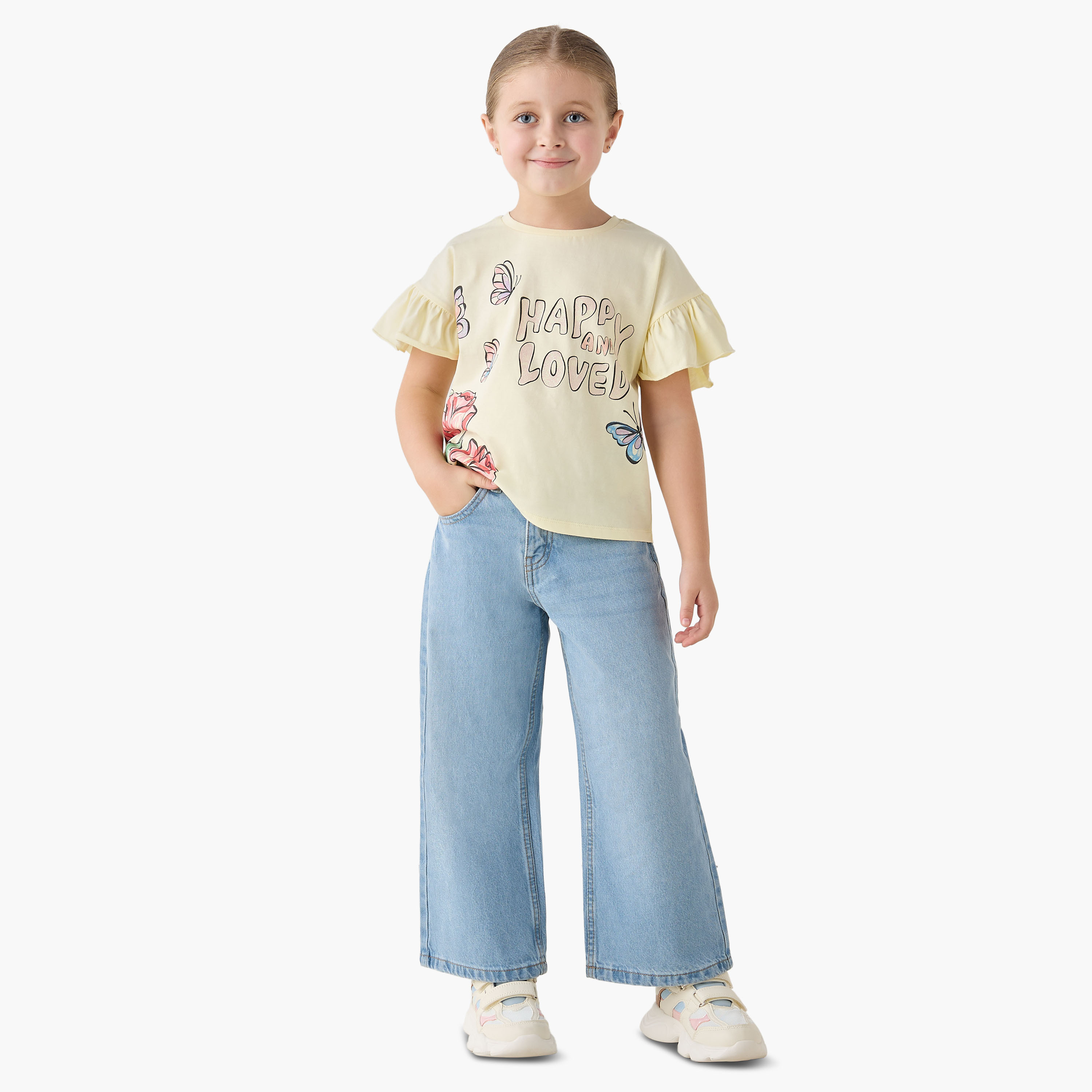 بنطلون جينز واسع الساقين بجيوب وزر على الخصر من جونيورز-girls-clothing-bottoms-jeansandjeggings-image-4