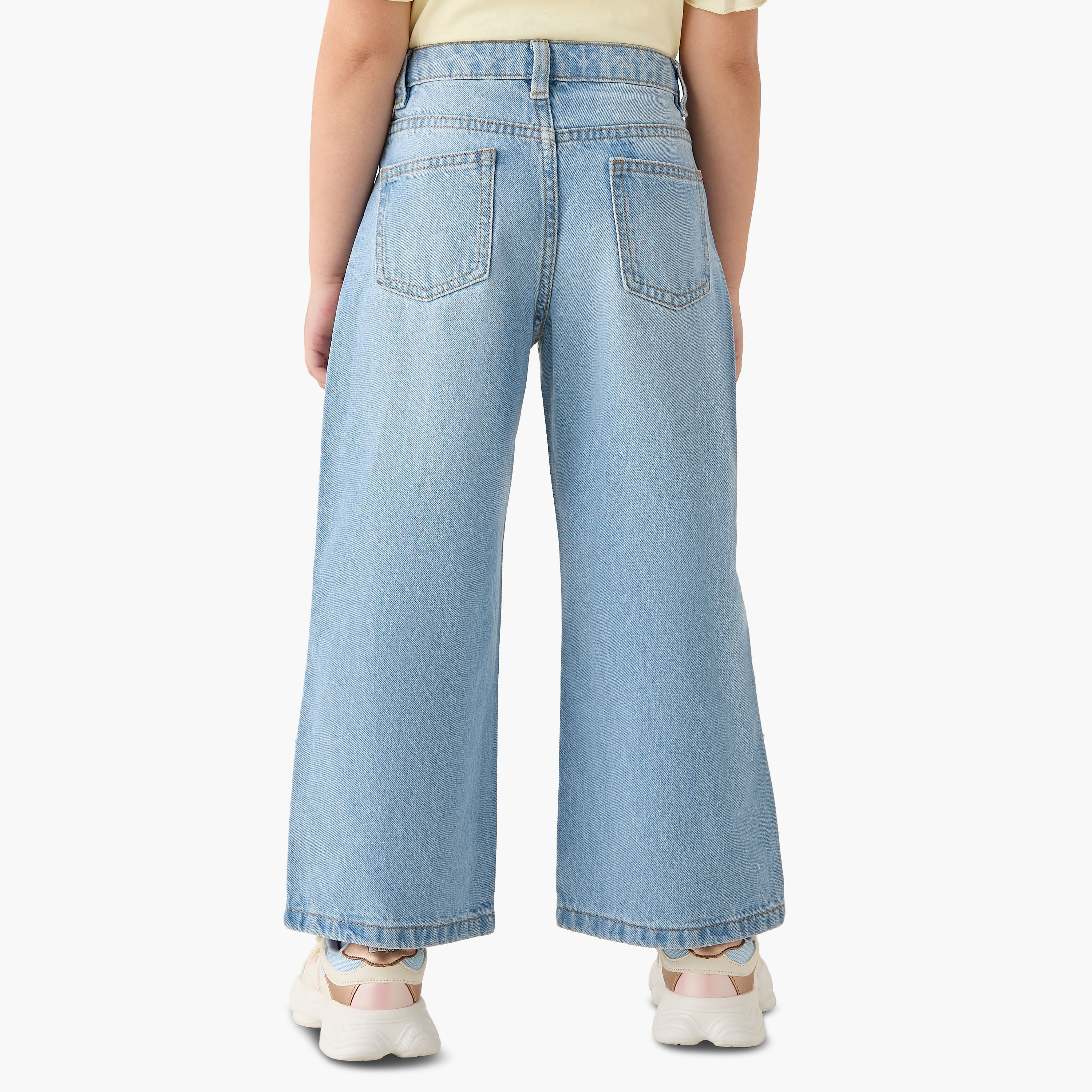 بنطلون جينز واسع الساقين بجيوب وزر على الخصر من جونيورز-girls-clothing-bottoms-jeansandjeggings-image-3