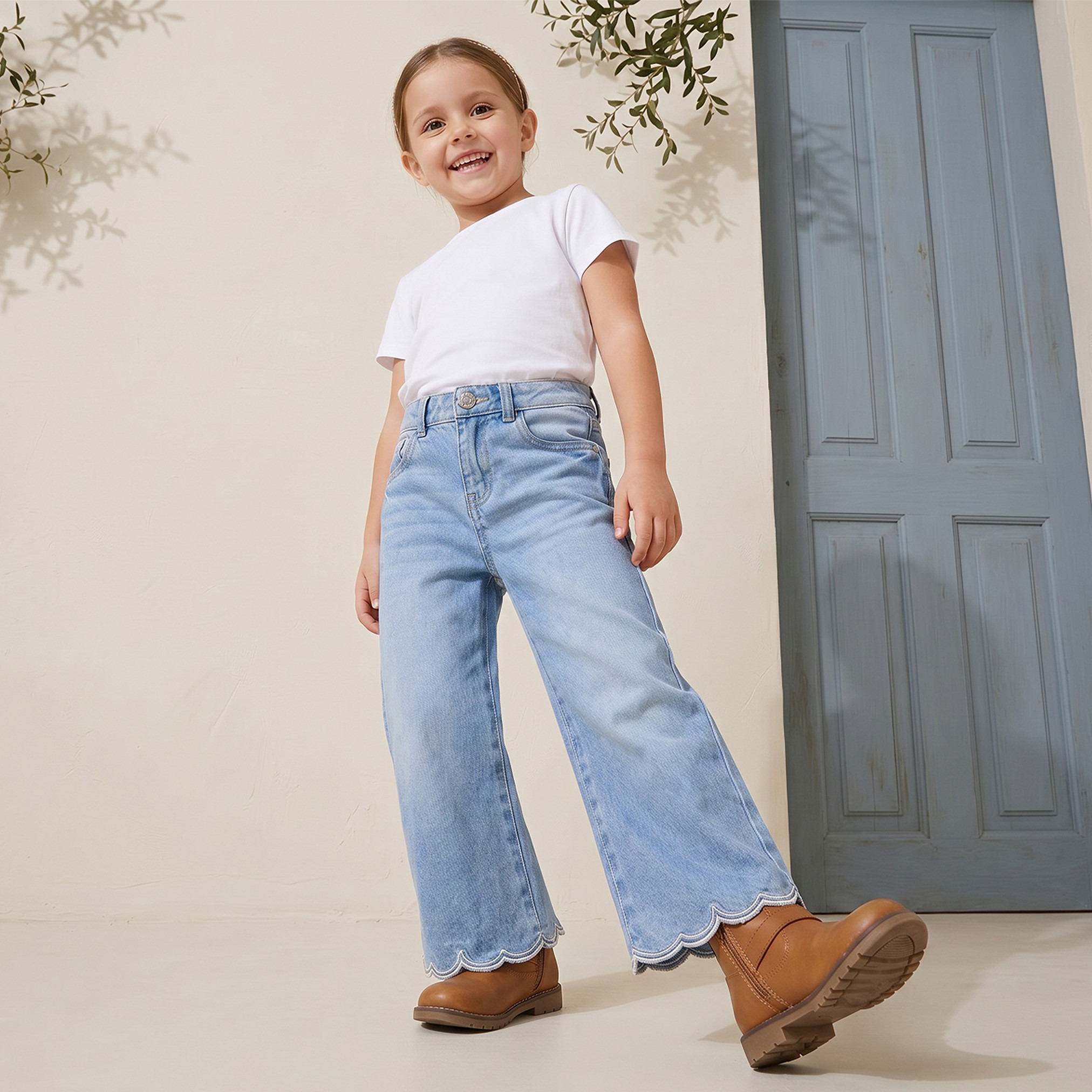 Juniors Button Closure Jeans with Scalloped Hem-girls-clothing-bottoms-jeansandjeggings-image-2