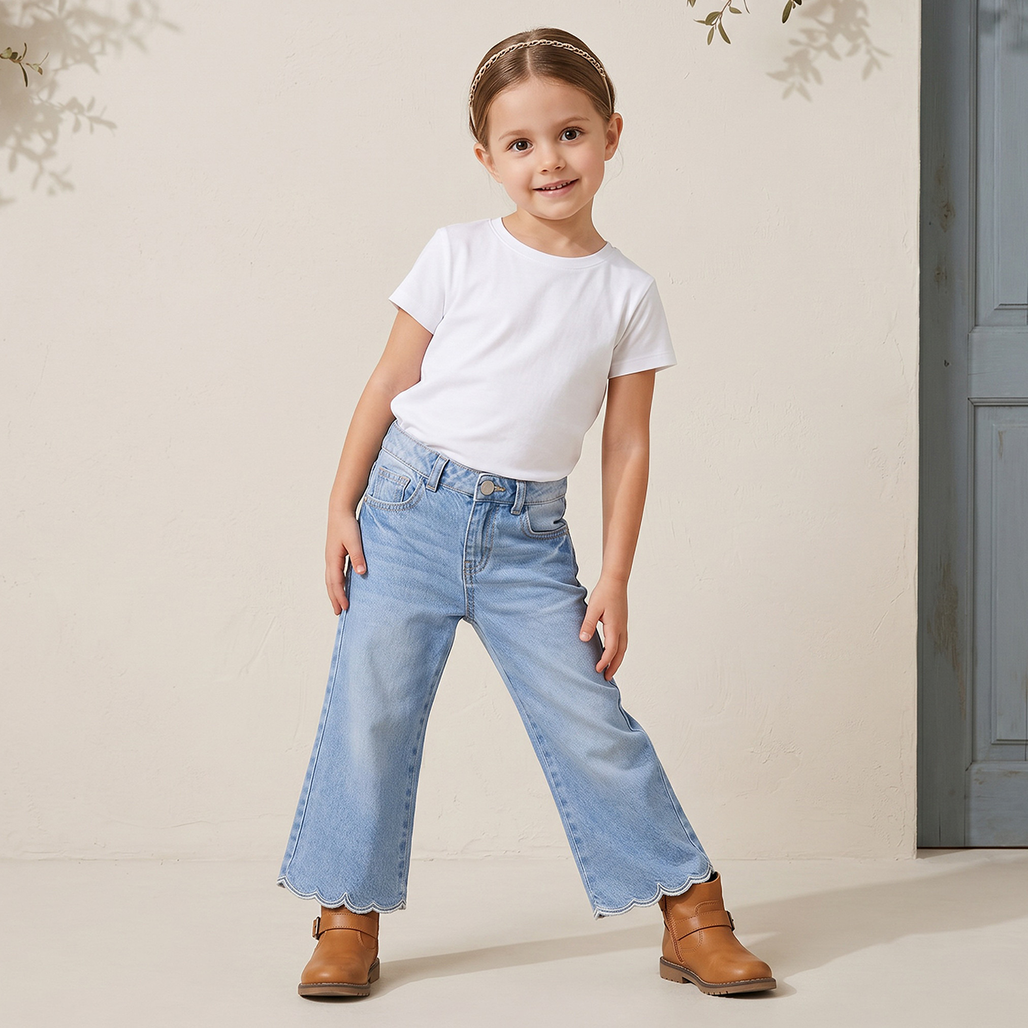 Juniors Button Closure Jeans with Scalloped Hem-girls-clothing-bottoms-jeansandjeggings-image-5