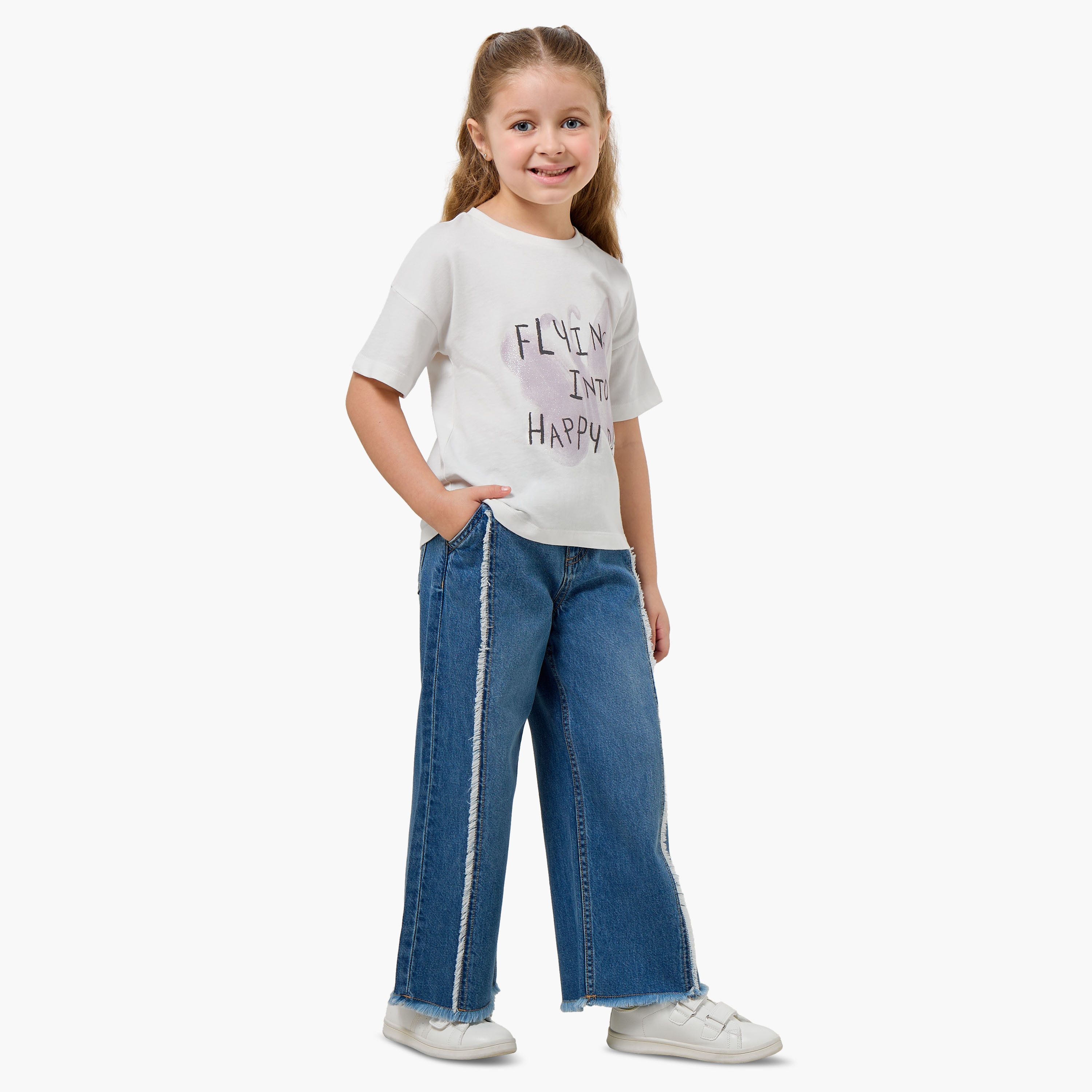 Juniors Mid-Rise Wide Leg Jeans with Frayed Trim-girls-clothing-bottoms-jeansandjeggings-image-2