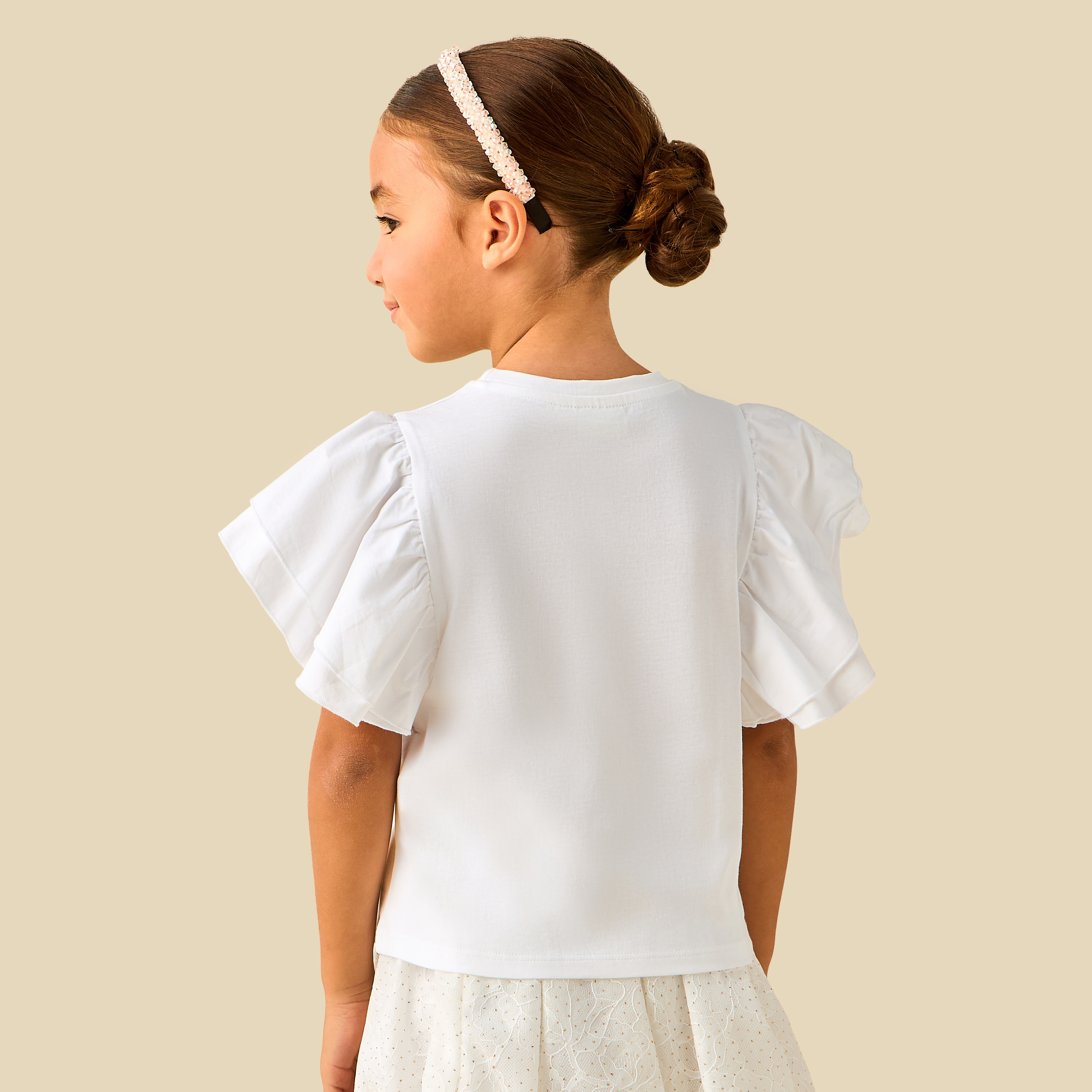 Juniors Crew Neck Cap Sleeves Top with Sequin Embellishments-baby-girls-clothing-blousesandshirts-image-5