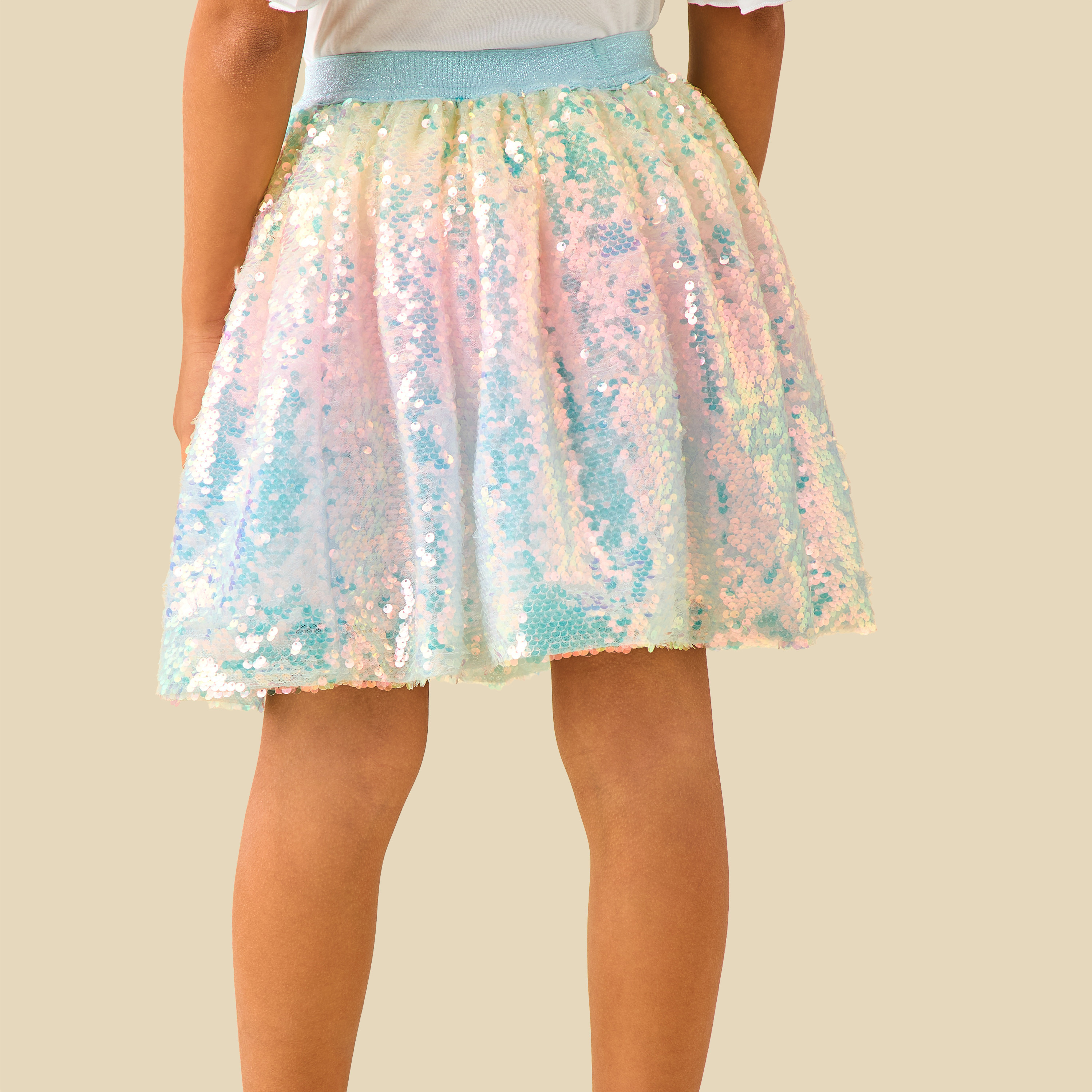 Juniors Knee Length Skirt with Sequin Embellishments-girls-clothing-bottoms-skirts-image-4