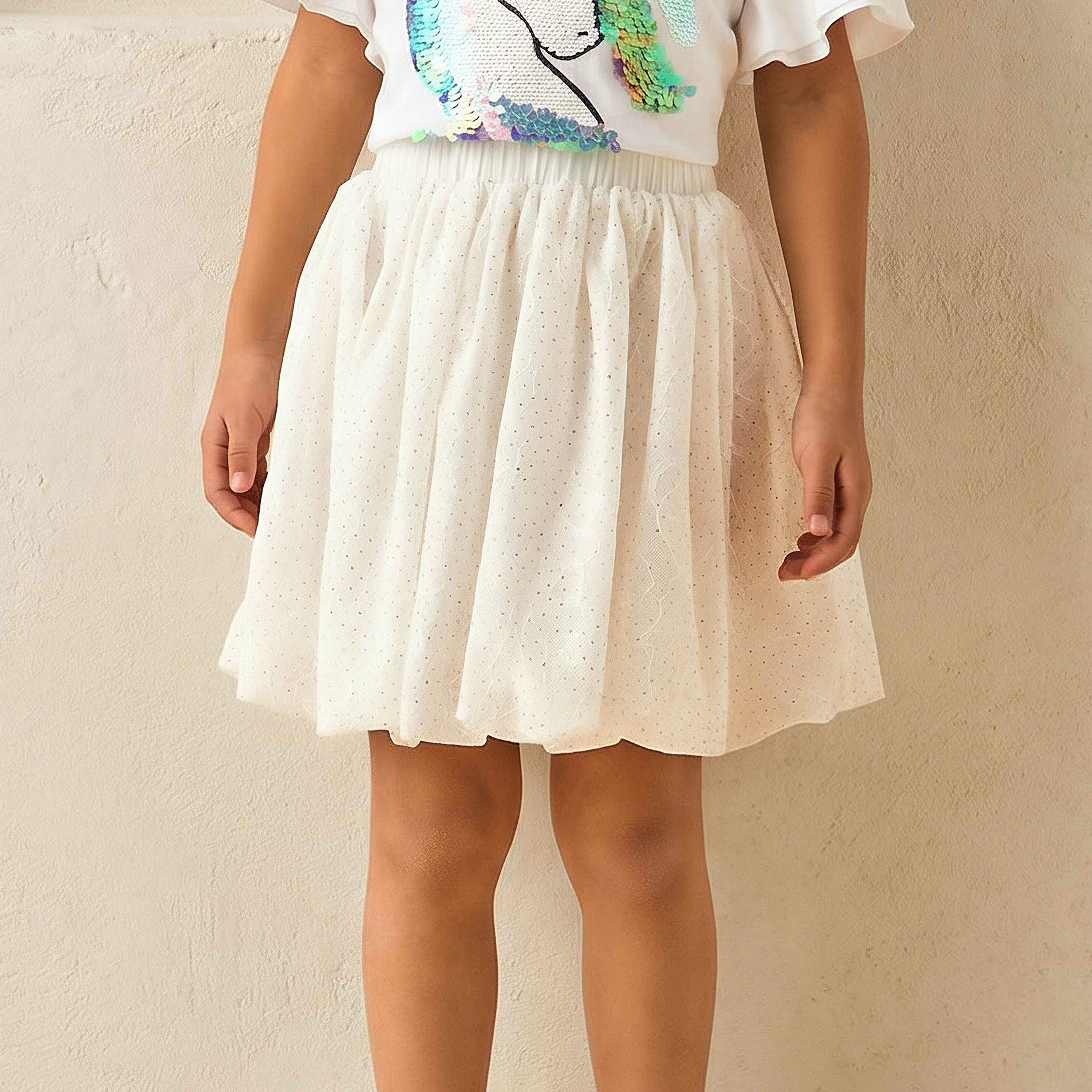 Juniors Knee Length Skirt with Glitter Embellishment-girls-clothing-bottoms-skirts-image-2