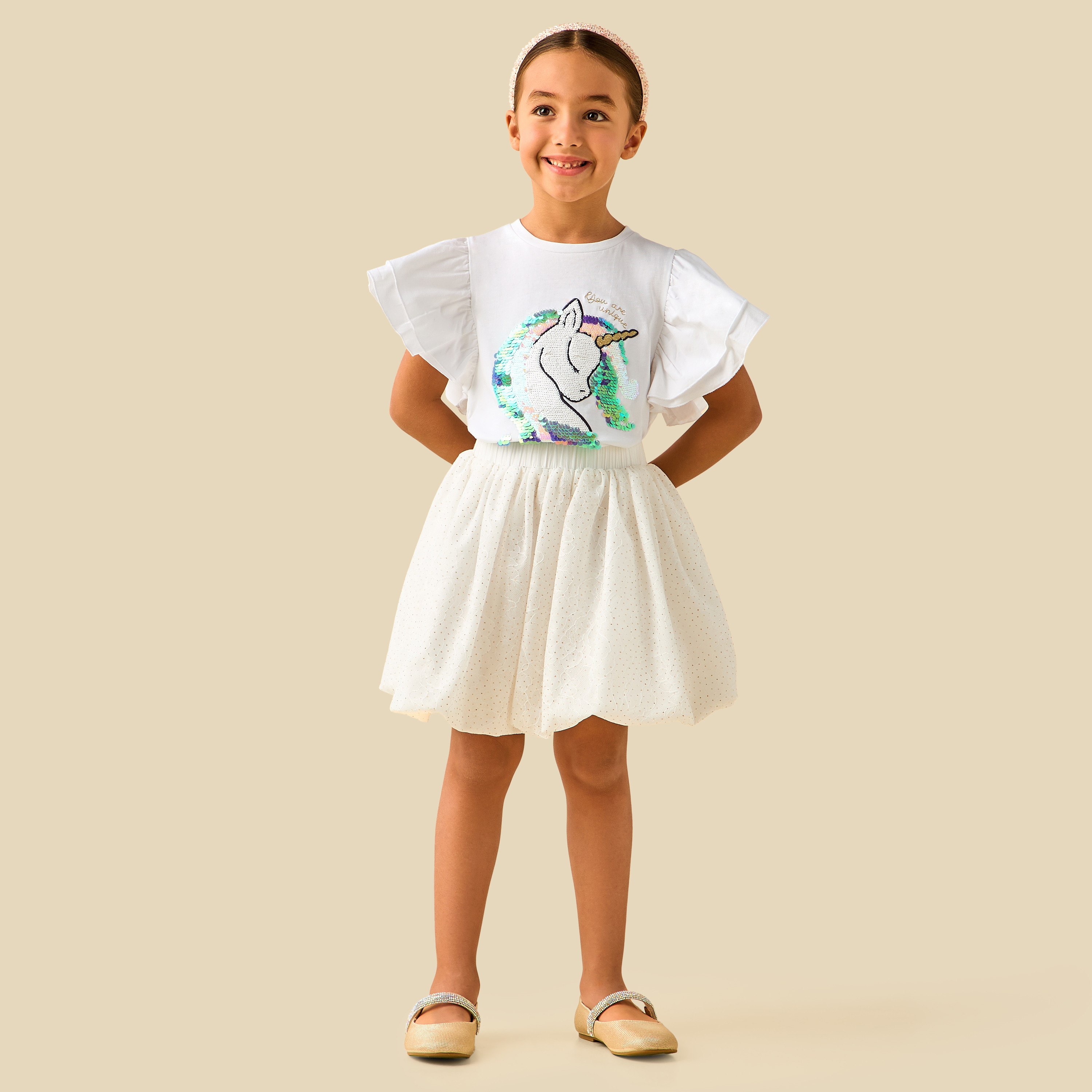 Juniors Knee Length Skirt with Glitter Embellishment-girls-clothing-bottoms-skirts-image-3