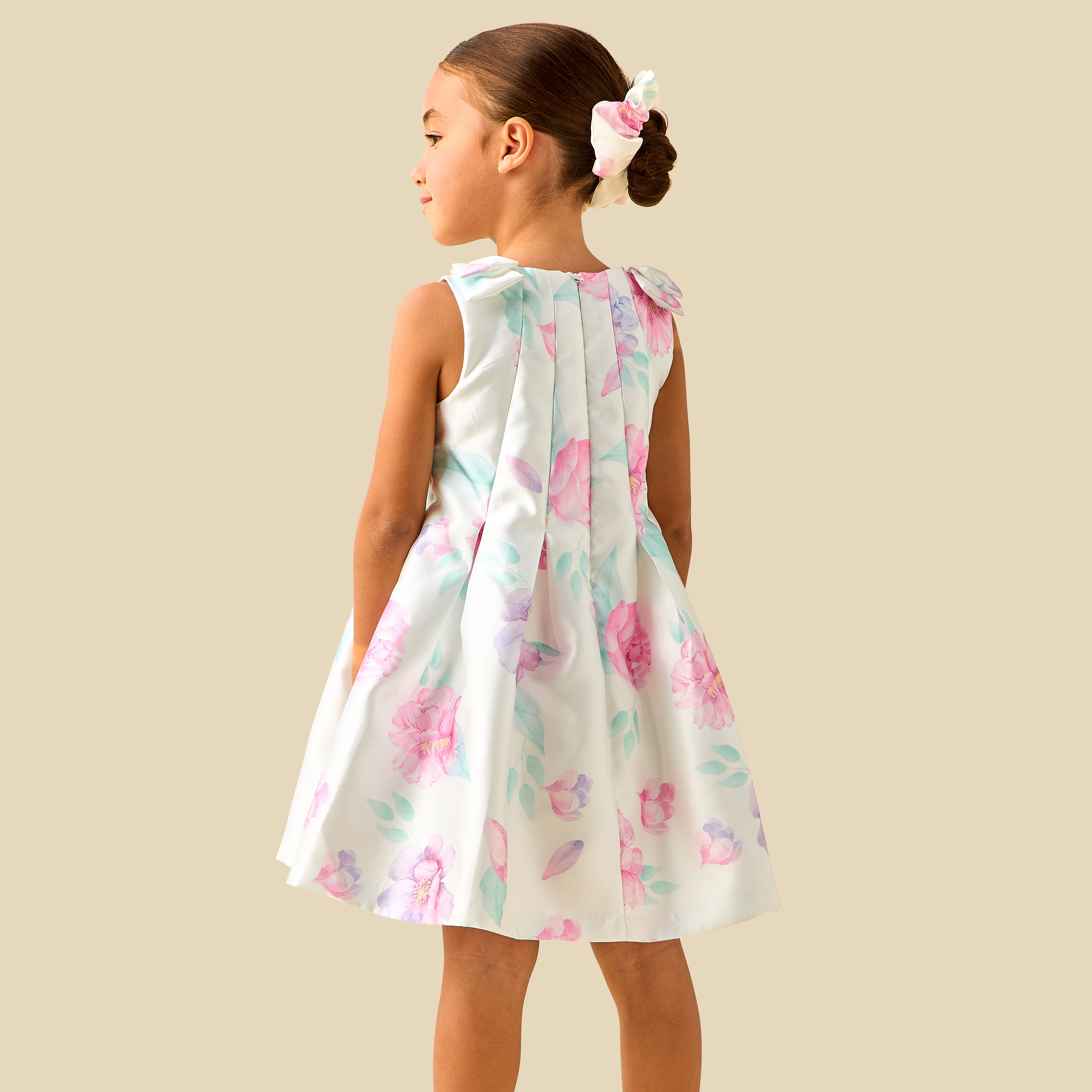 Juniors Round Neck Sleeveless Dress with Floral Print-girls-clothing-dressesandjumpsuits-image-4